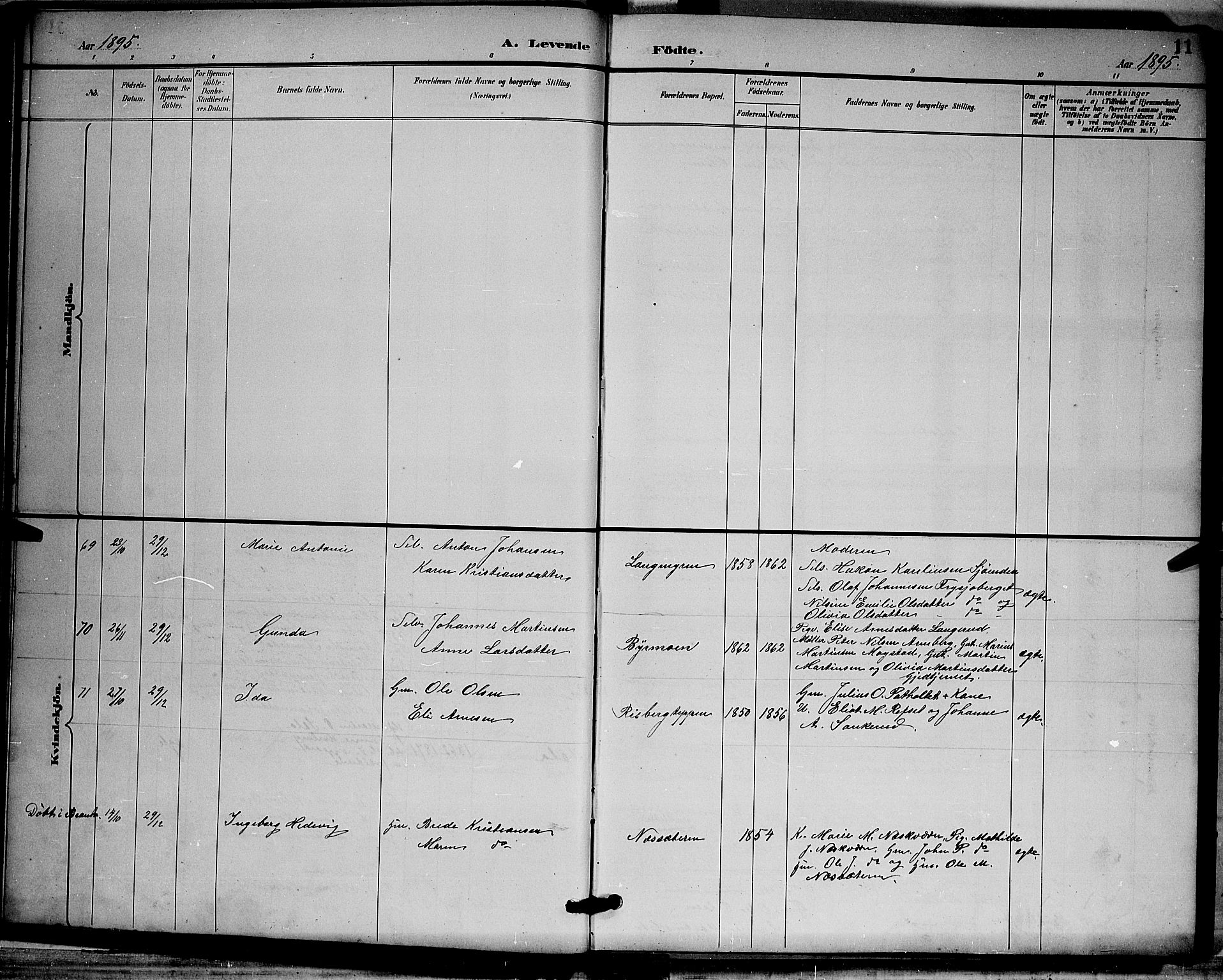 Grue prestekontor, SAH/PREST-036/H/Ha/Hab/L0003: Parish register (copy) no. 3, 1895-1899, p. 11