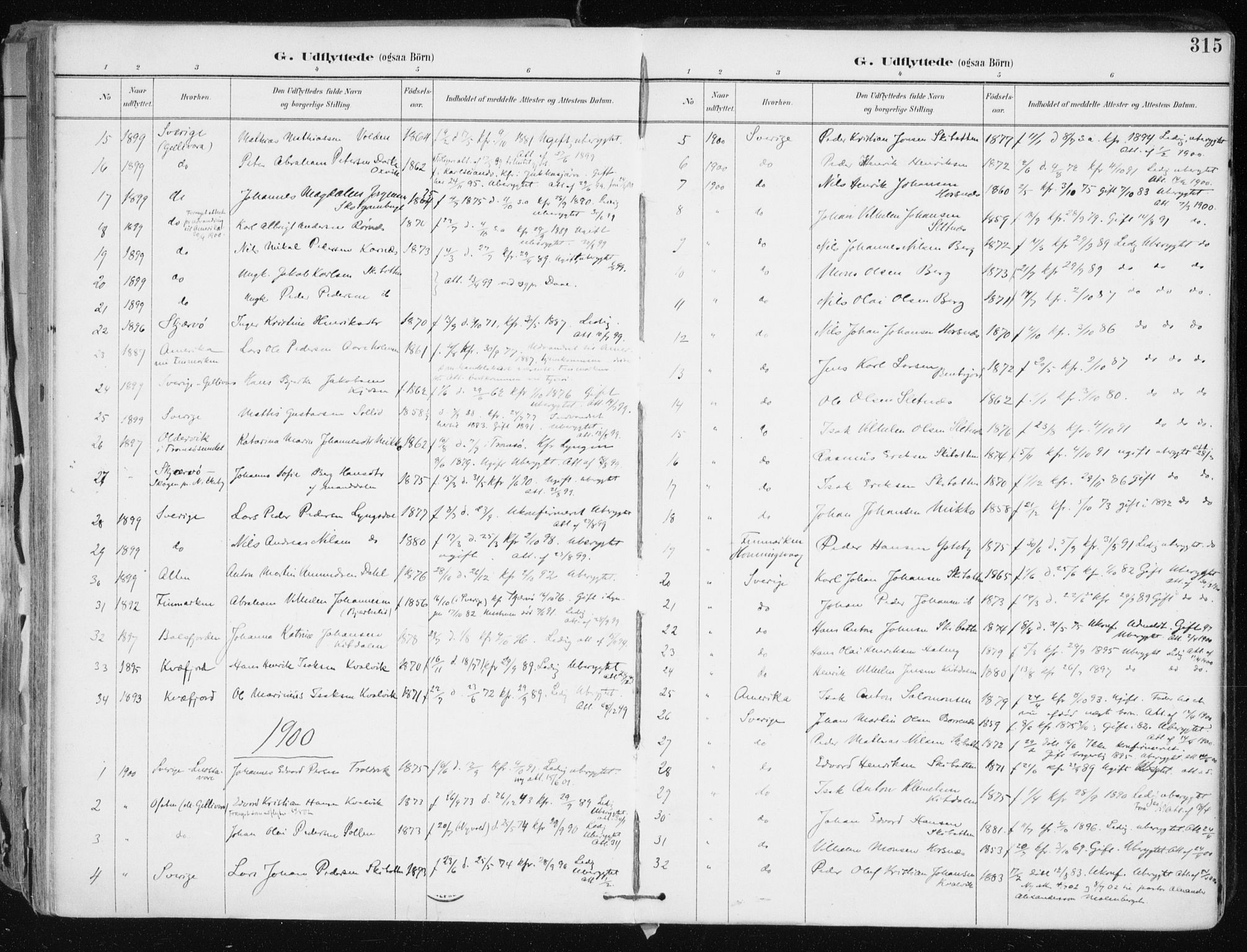 Lyngen sokneprestembete, SATØ/S-1289/H/He/Hea/L0008kirke: Parish register (official) no. 8, 1891-1902, p. 315