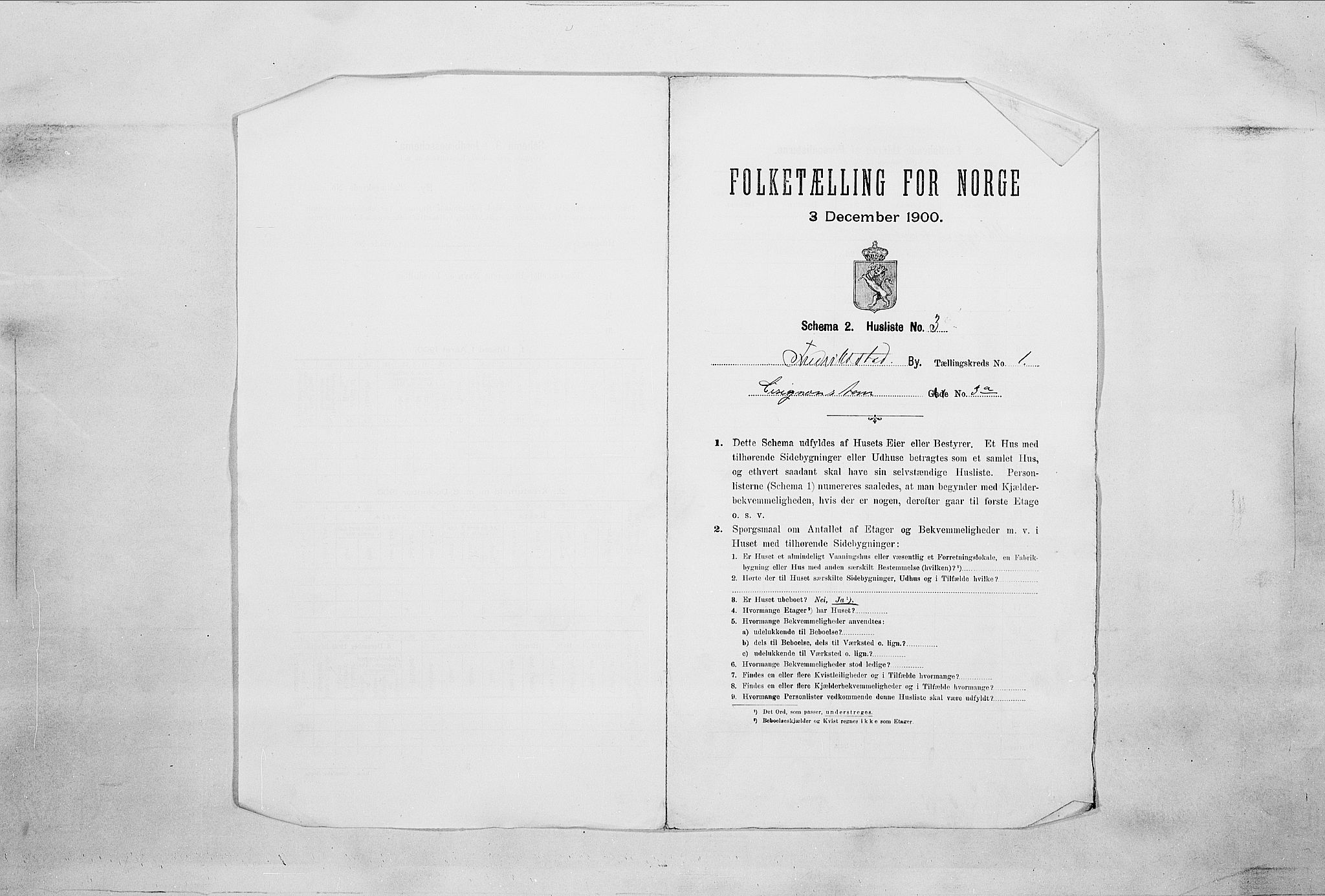 SAO, 1900 census for Fredrikstad, 1900