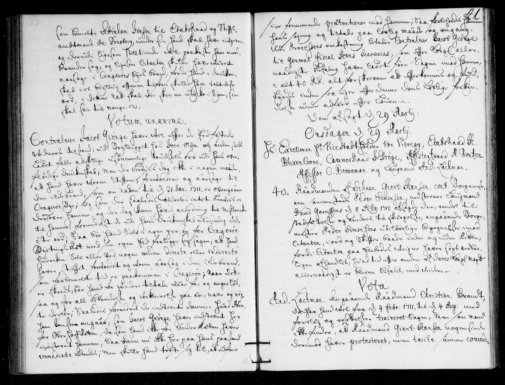 Overhoffretten 1667-1797, AV/RA-EA-2884/Ac/L0148: Voteringsprotokoll, 1713, p. 40b-41a
