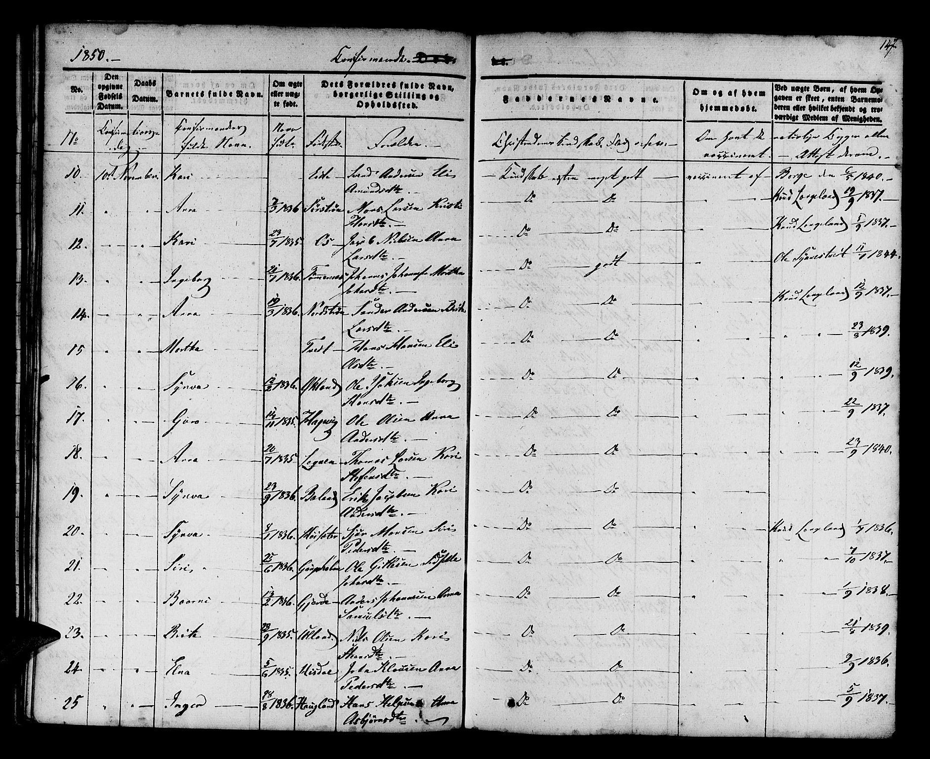 Os sokneprestembete, AV/SAB-A-99929: Parish register (official) no. A 15, 1839-1851, p. 147