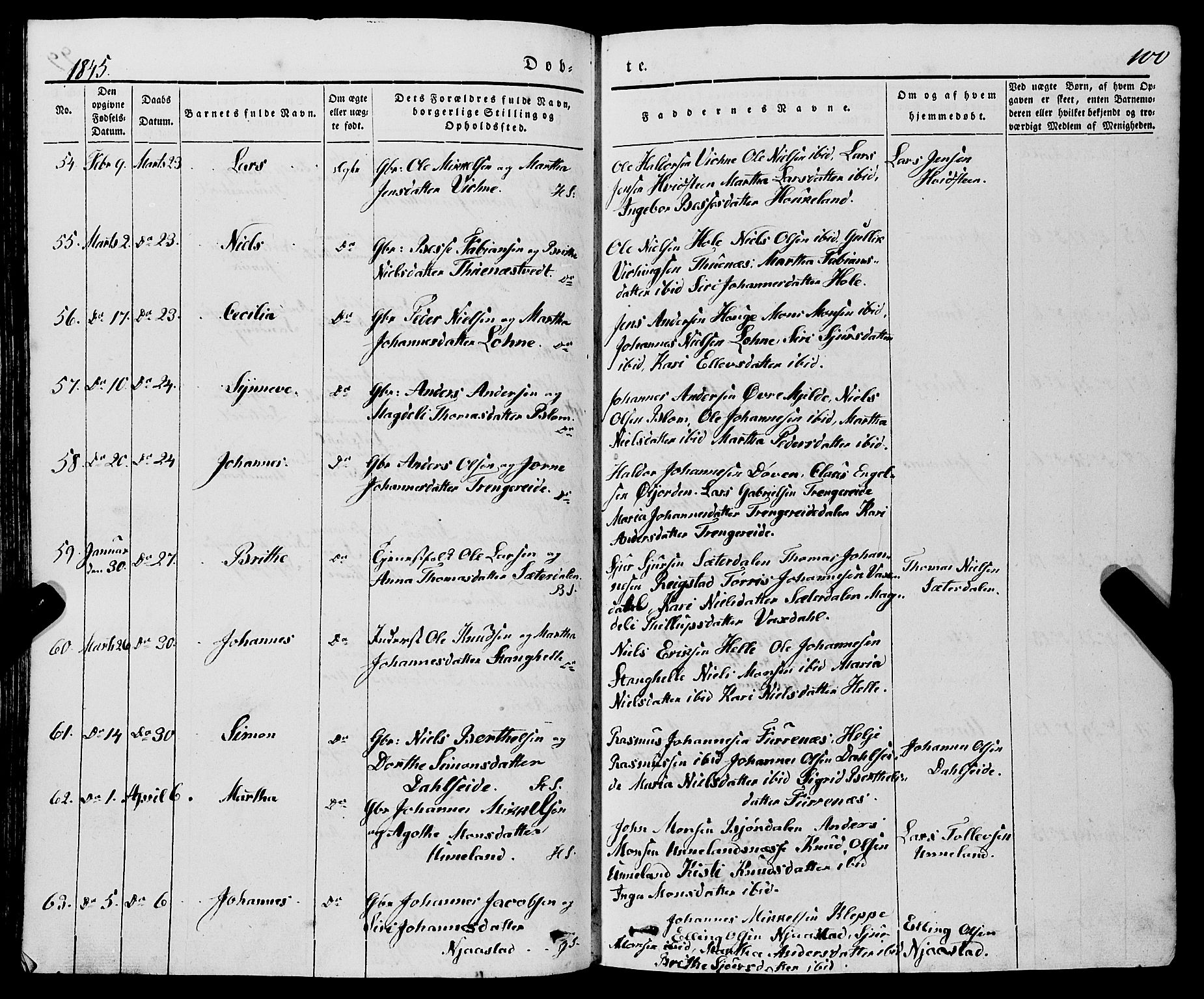 Haus sokneprestembete, AV/SAB-A-75601/H/Haa: Parish register (official) no. A 15, 1838-1847, p. 100