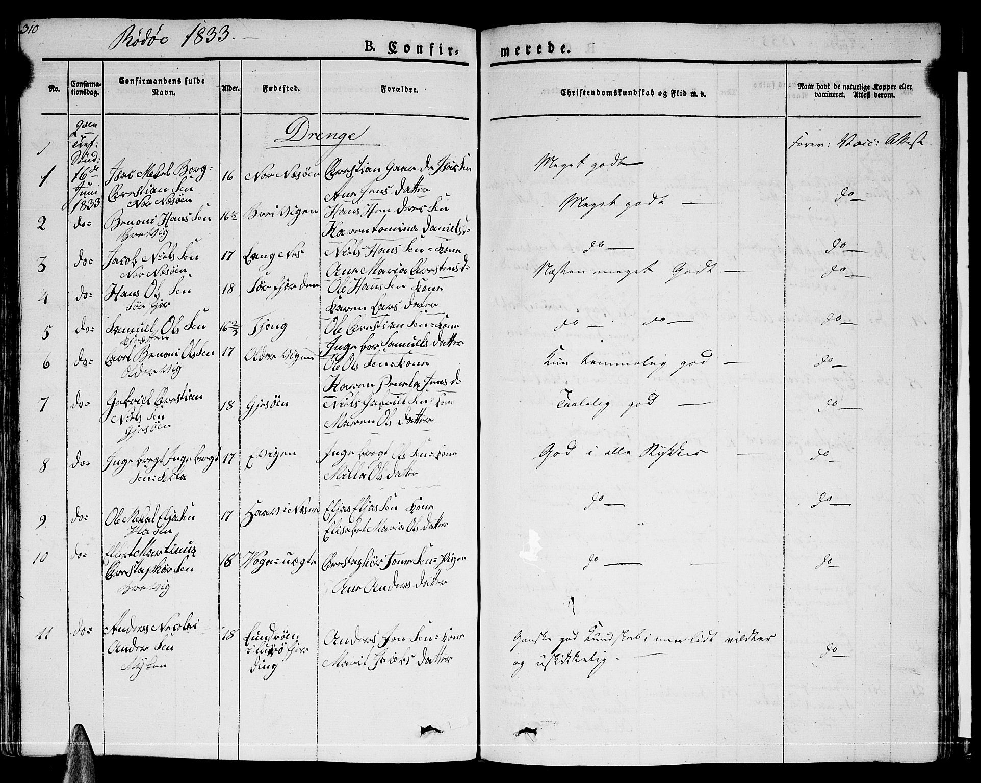 Ministerialprotokoller, klokkerbøker og fødselsregistre - Nordland, SAT/A-1459/841/L0598: Parish register (official) no. 841A06 /1, 1825-1844, p. 310