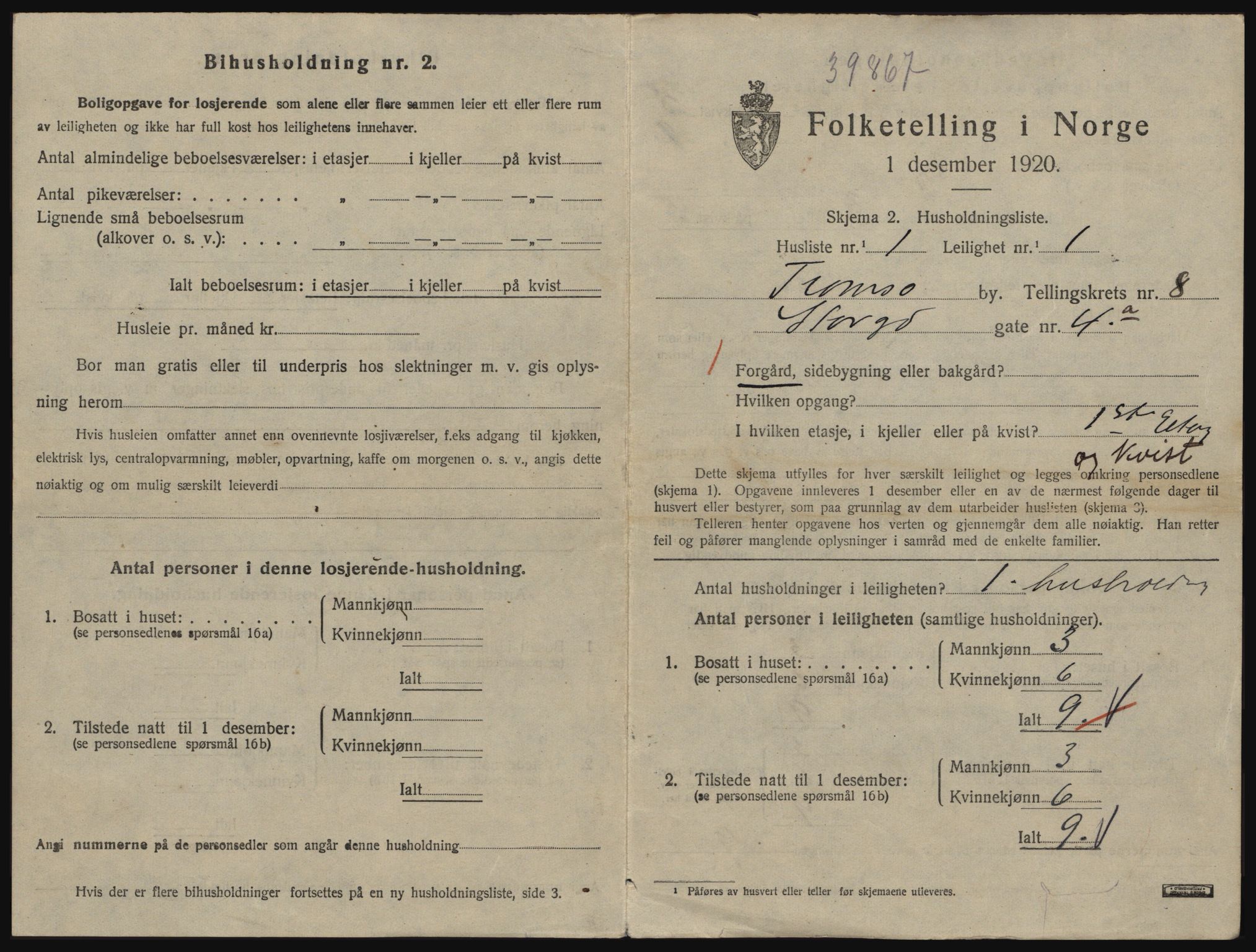 SATØ, 1920 census for Tromsø, 1920, p. 4447