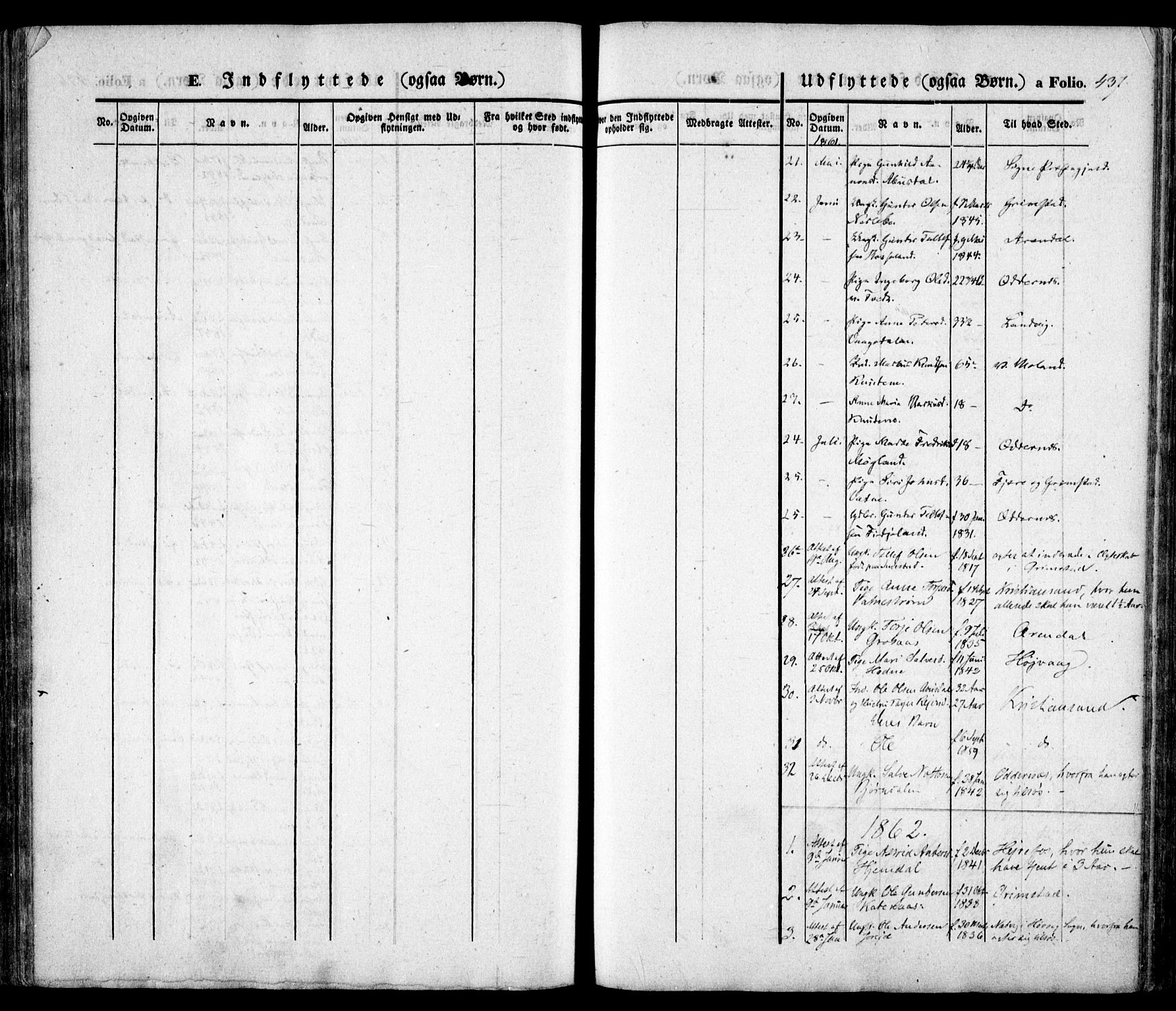 Evje sokneprestkontor, AV/SAK-1111-0008/F/Fa/Faa/L0005: Parish register (official) no. A 5, 1843-1865, p. 437