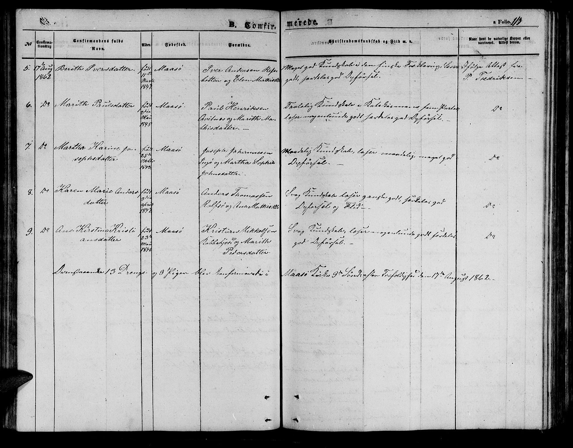 Måsøy sokneprestkontor, SATØ/S-1348/H/Hb/L0001klokker: Parish register (copy) no. 1, 1852-1877, p. 113