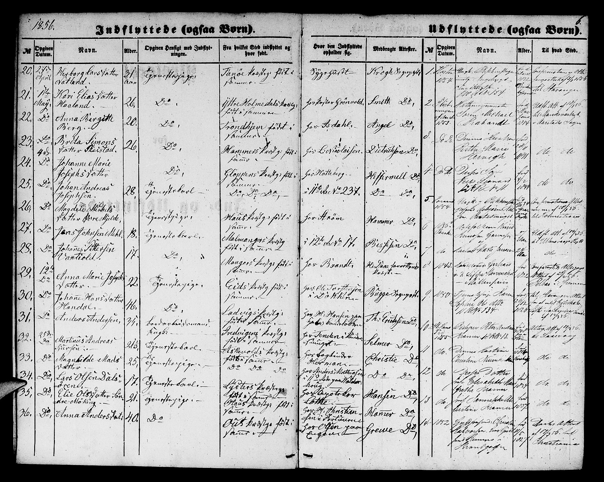 Domkirken sokneprestembete, SAB/A-74801/H/Hab/L0044: Parish register (copy) no. F 1, 1856-1879, p. 6