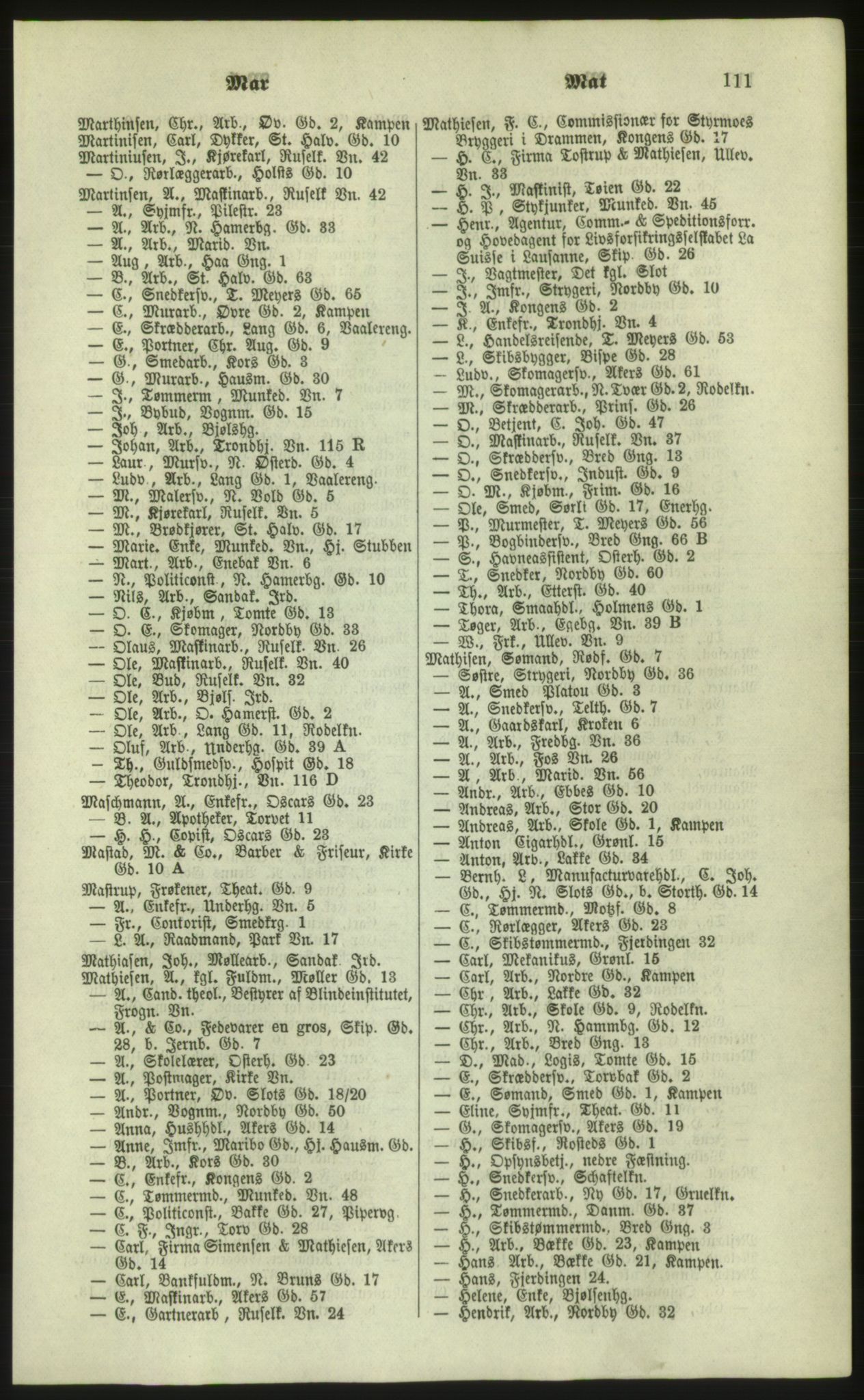 Kristiania/Oslo adressebok, PUBL/-, 1879, p. 111