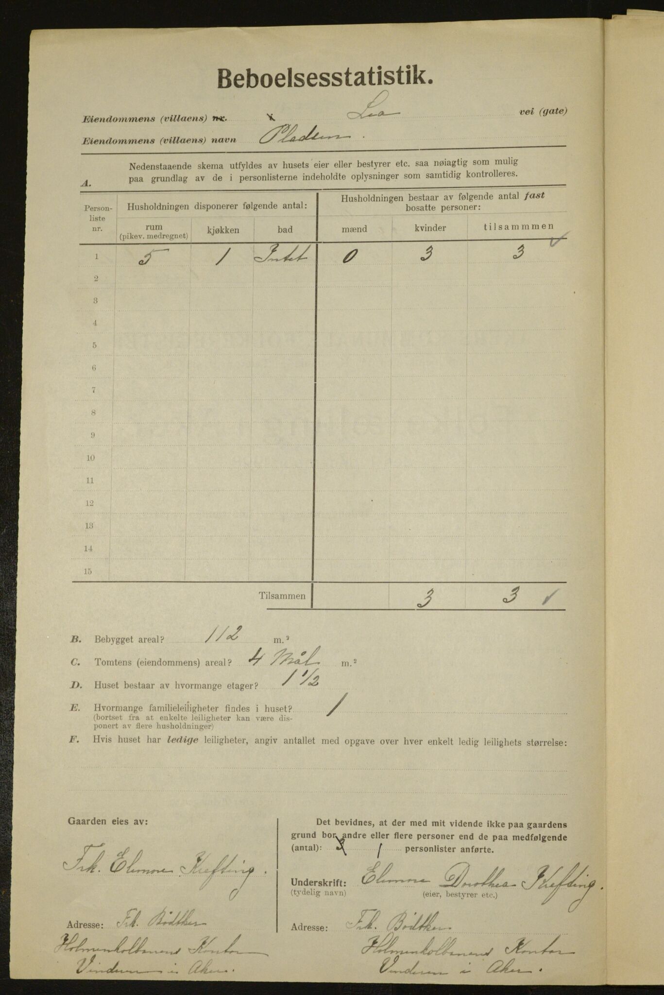 , Municipal Census 1923 for Aker, 1923, p. 3576