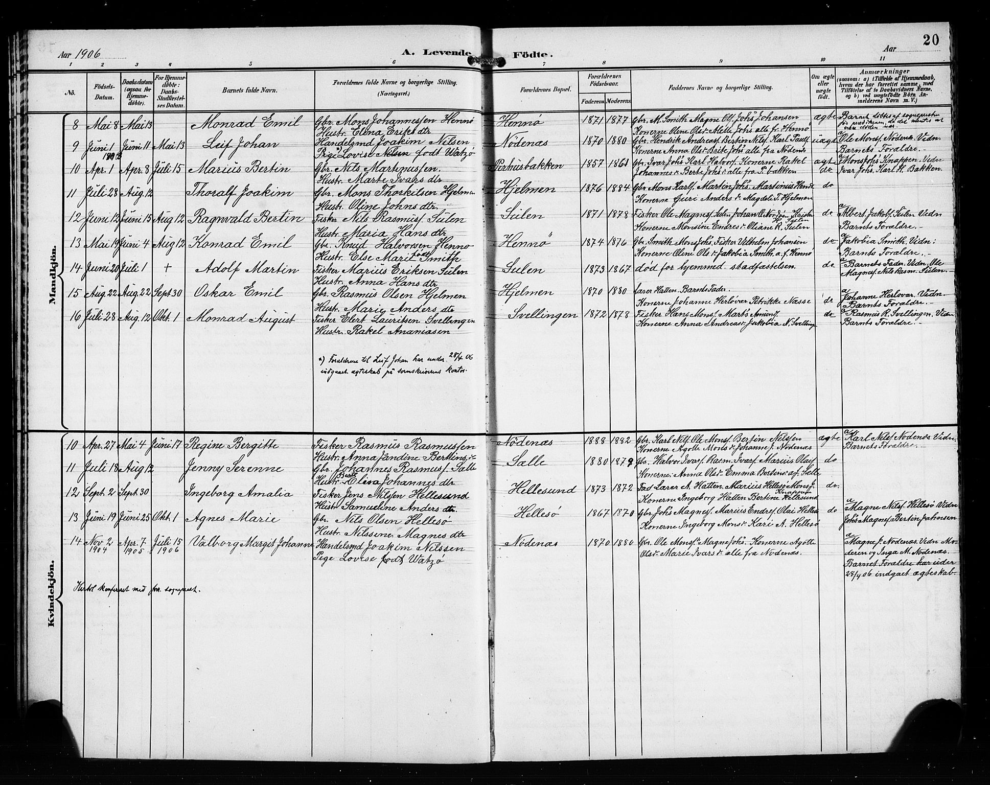 Manger sokneprestembete, AV/SAB-A-76801/H/Hab: Parish register (copy) no. C 1, 1897-1908, p. 20