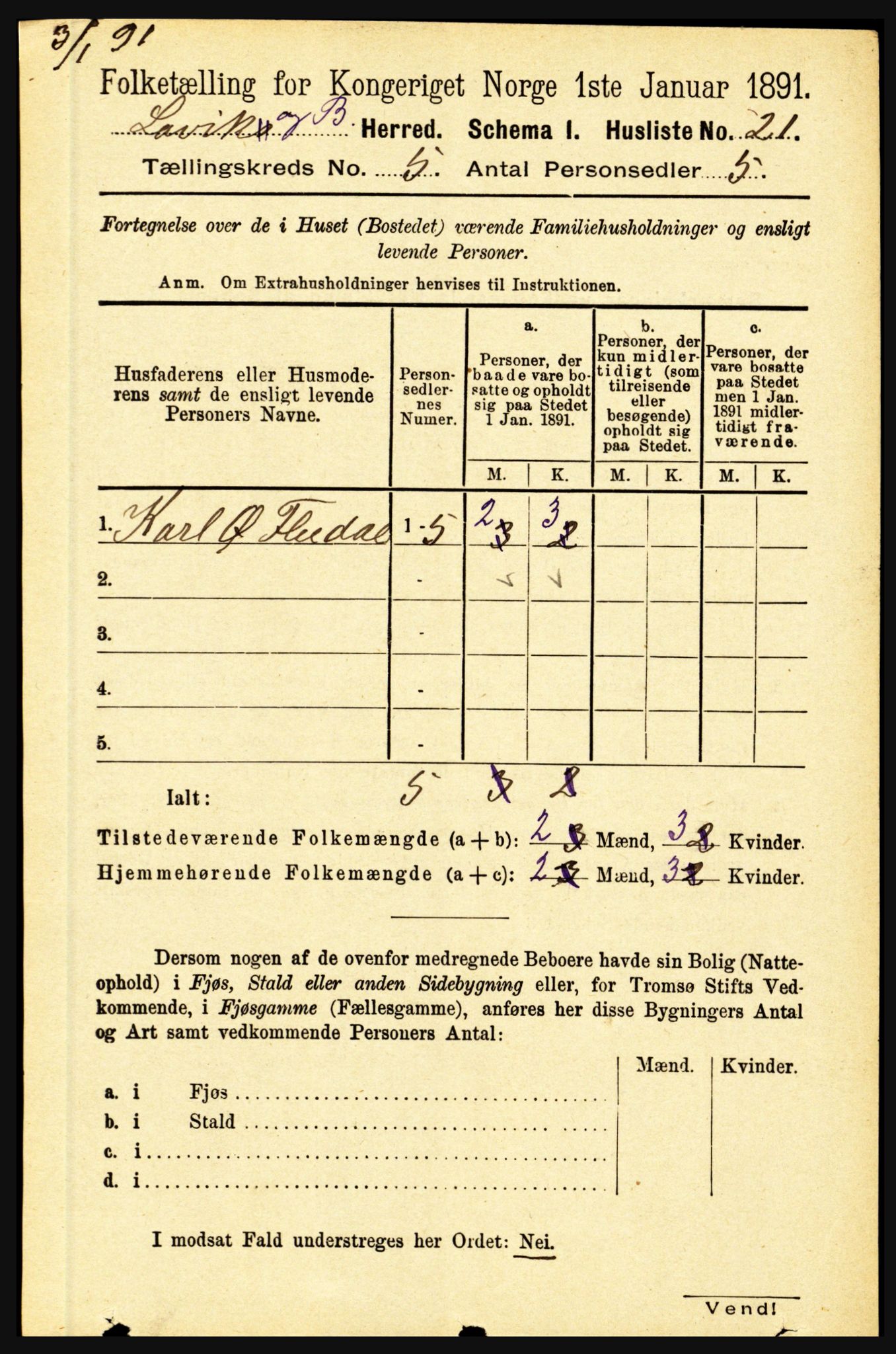 RA, 1891 census for 1415 Lavik og Brekke, 1891, p. 978