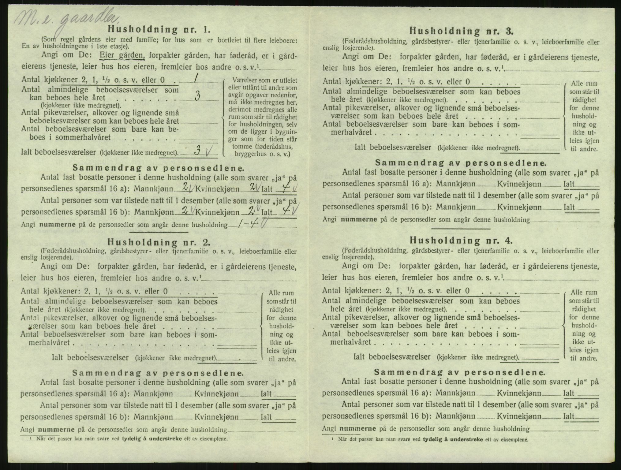 SAK, 1920 census for Bygland, 1920, p. 168