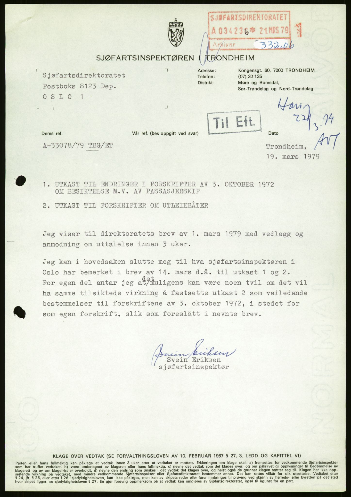 Sjøfartsdirektoratet med forløpere, generelt arkiv, AV/RA-S-1407/D/Du/Duc/L0642/0001: Skipskontrollen - Forskrifter / Forskrift om utleiebåter (2 mapper), 1978-1987, p. 323
