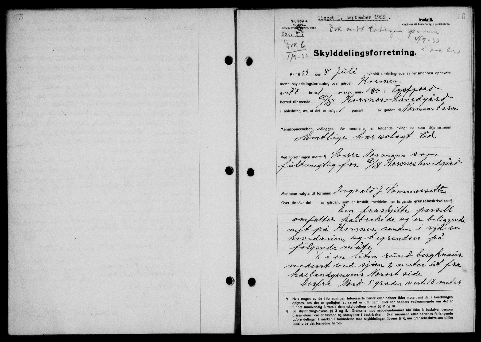 Steigen og Ofoten sorenskriveri, SAT/A-0030/1/2/2C/L0023/0002: Mortgage book no. 26-II og 27, 1933-1934, Deed date: 01.09.1933