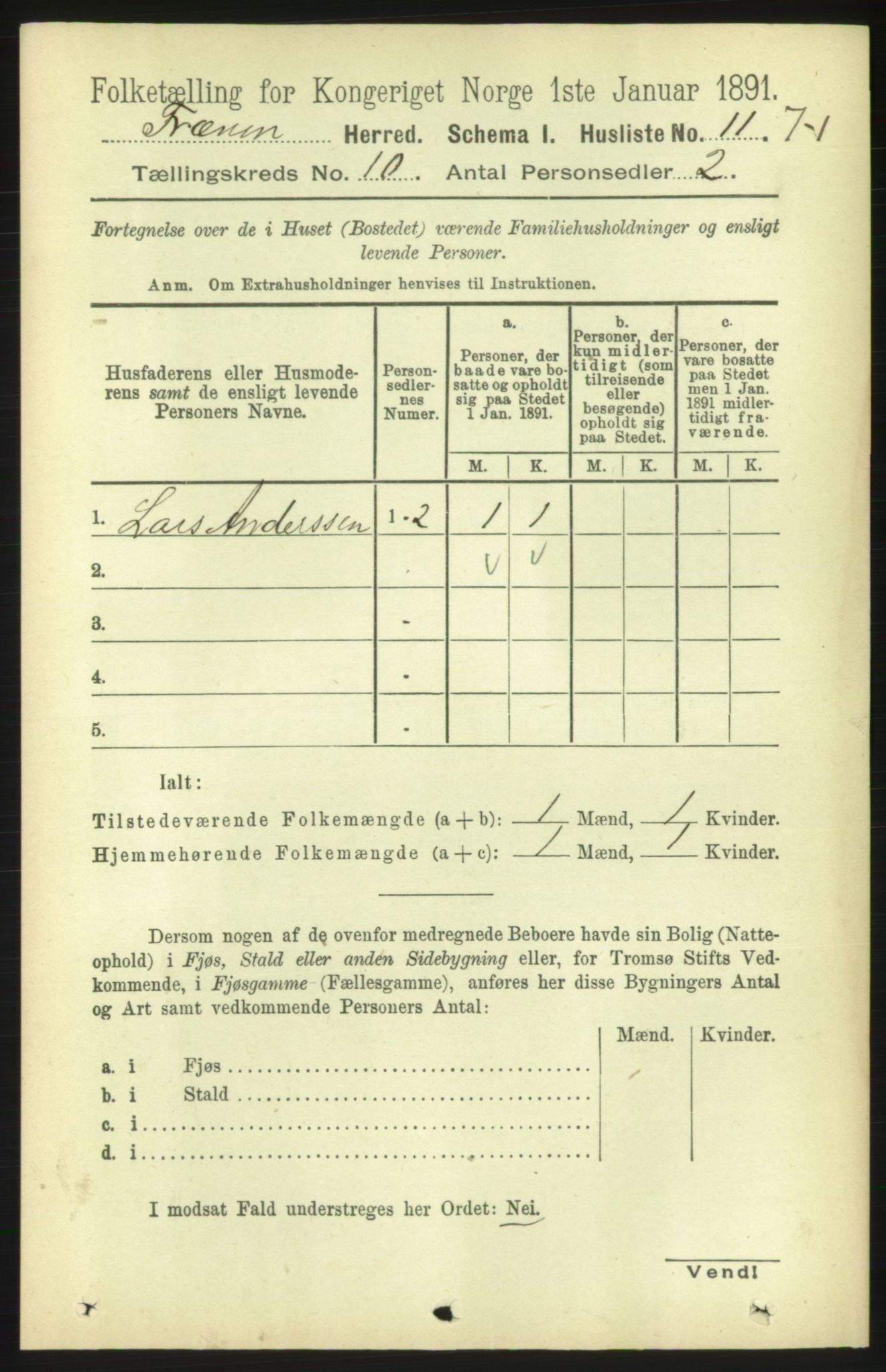 RA, 1891 census for 1548 Fræna, 1891, p. 3056