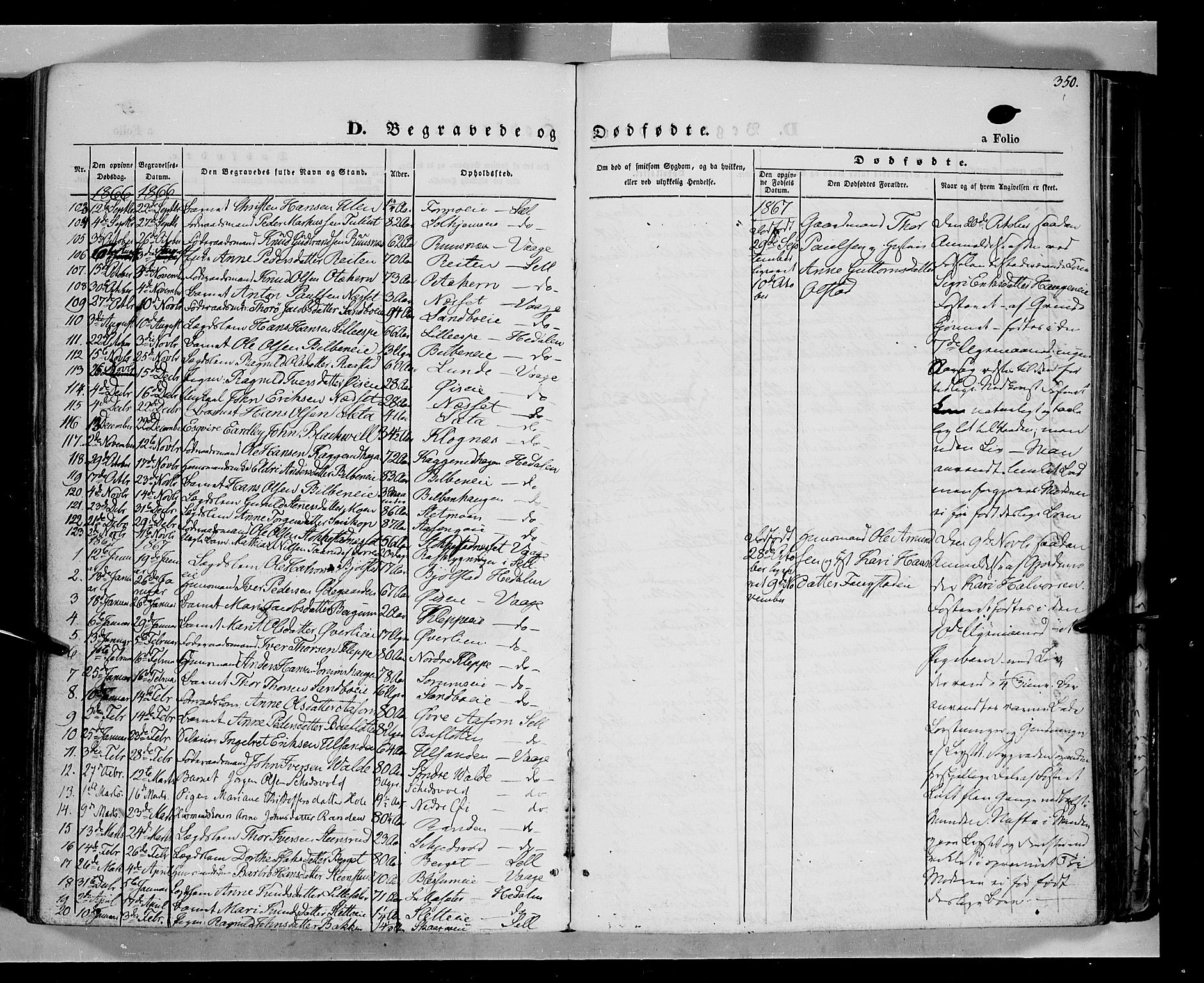 Vågå prestekontor, SAH/PREST-076/H/Ha/Haa/L0006: Parish register (official) no. 6 /1, 1856-1872, p. 350