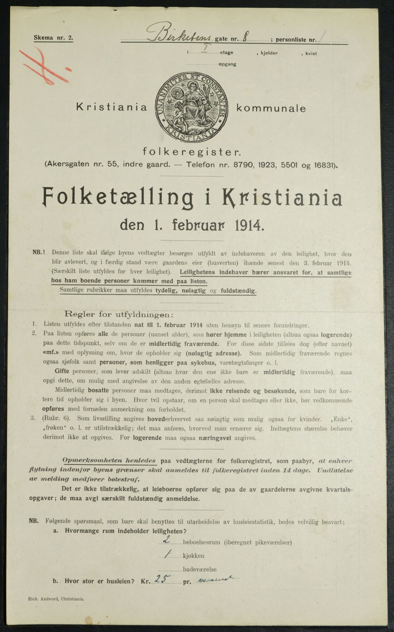 OBA, Municipal Census 1914 for Kristiania, 1914, p. 4960