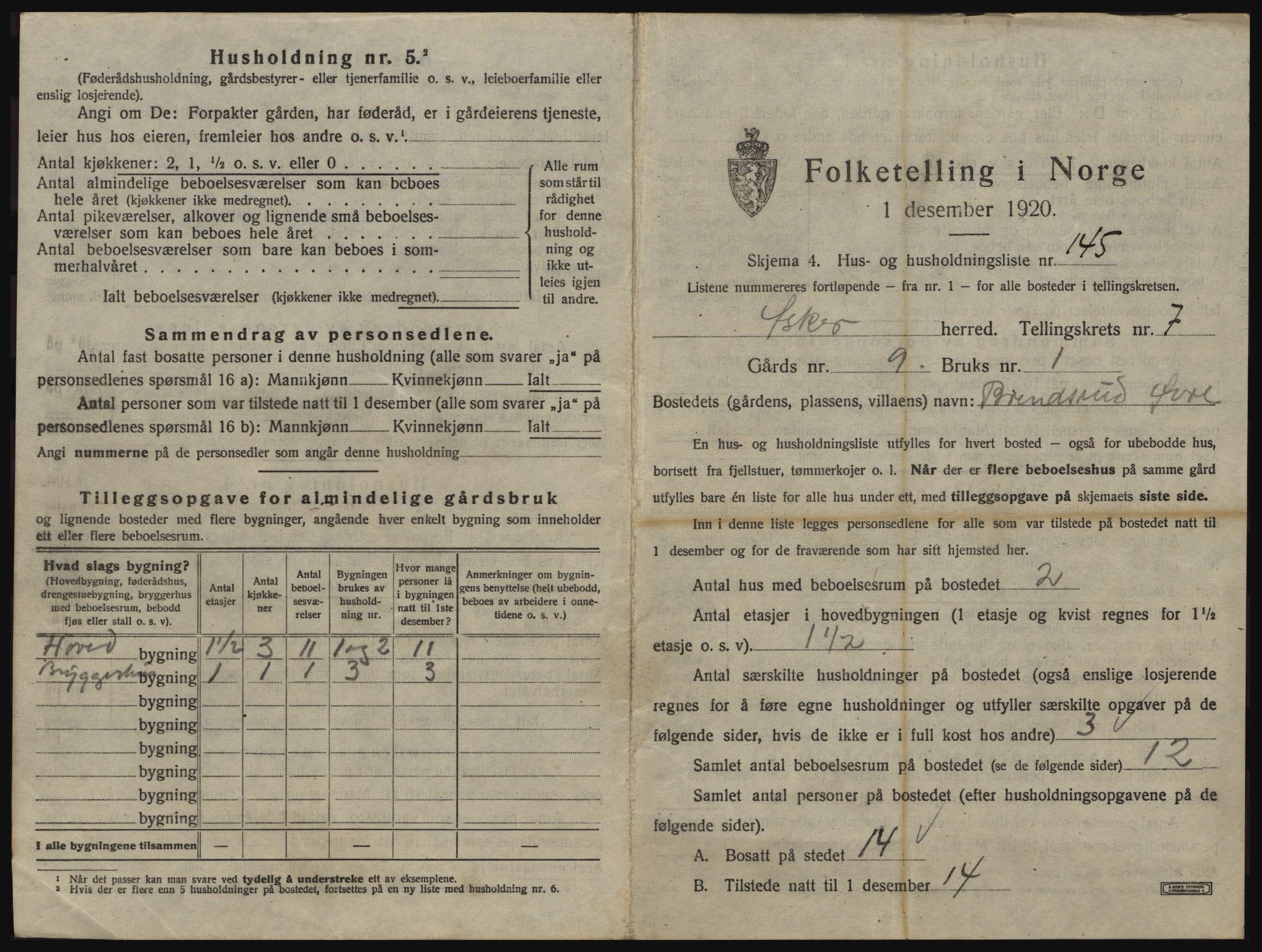 SAO, 1920 census for Asker, 1920, p. 2294