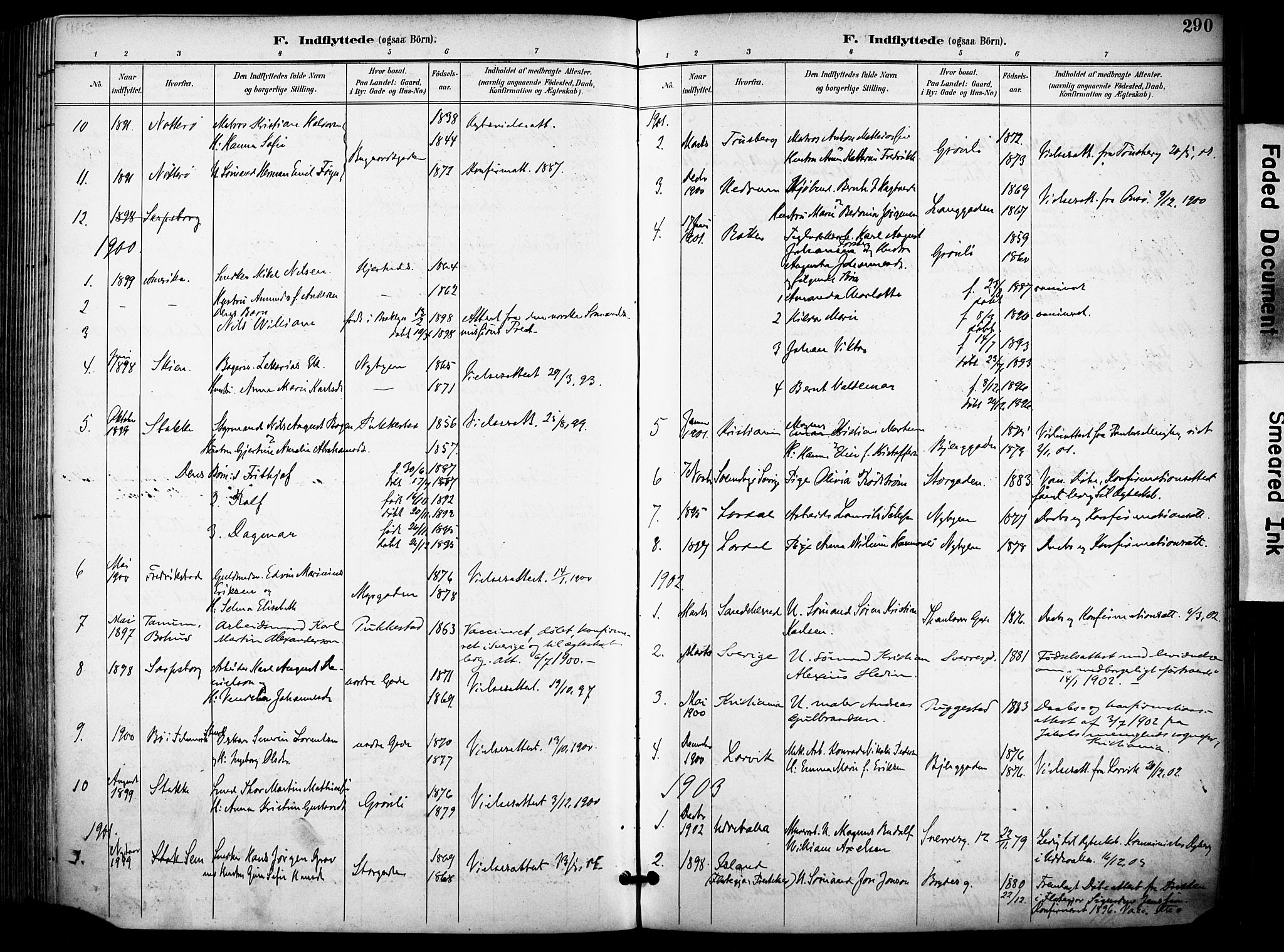 Sandefjord kirkebøker, AV/SAKO-A-315/F/Fa/L0004: Parish register (official) no. 4, 1894-1905, p. 290