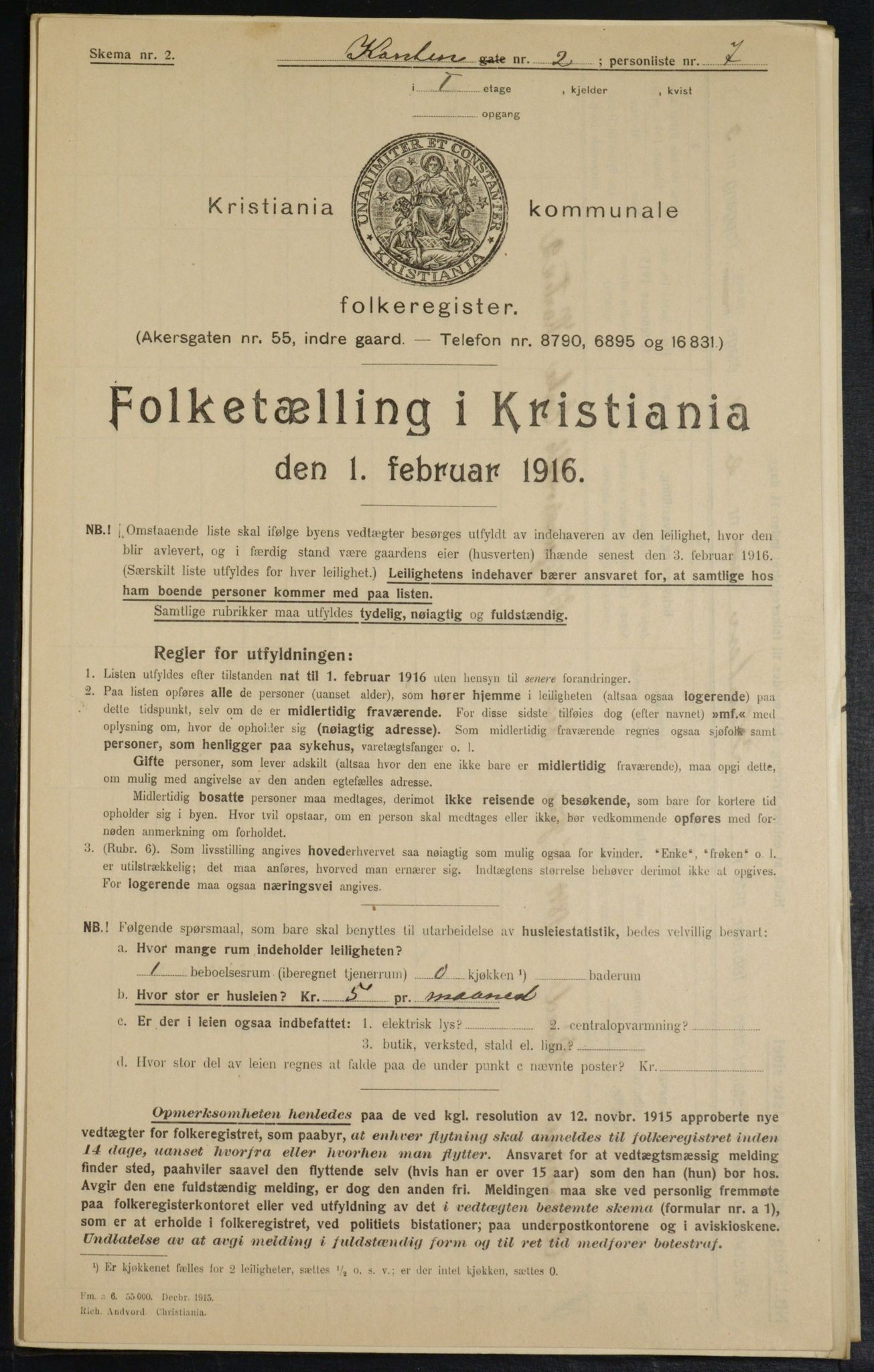 OBA, Municipal Census 1916 for Kristiania, 1916, p. 49197