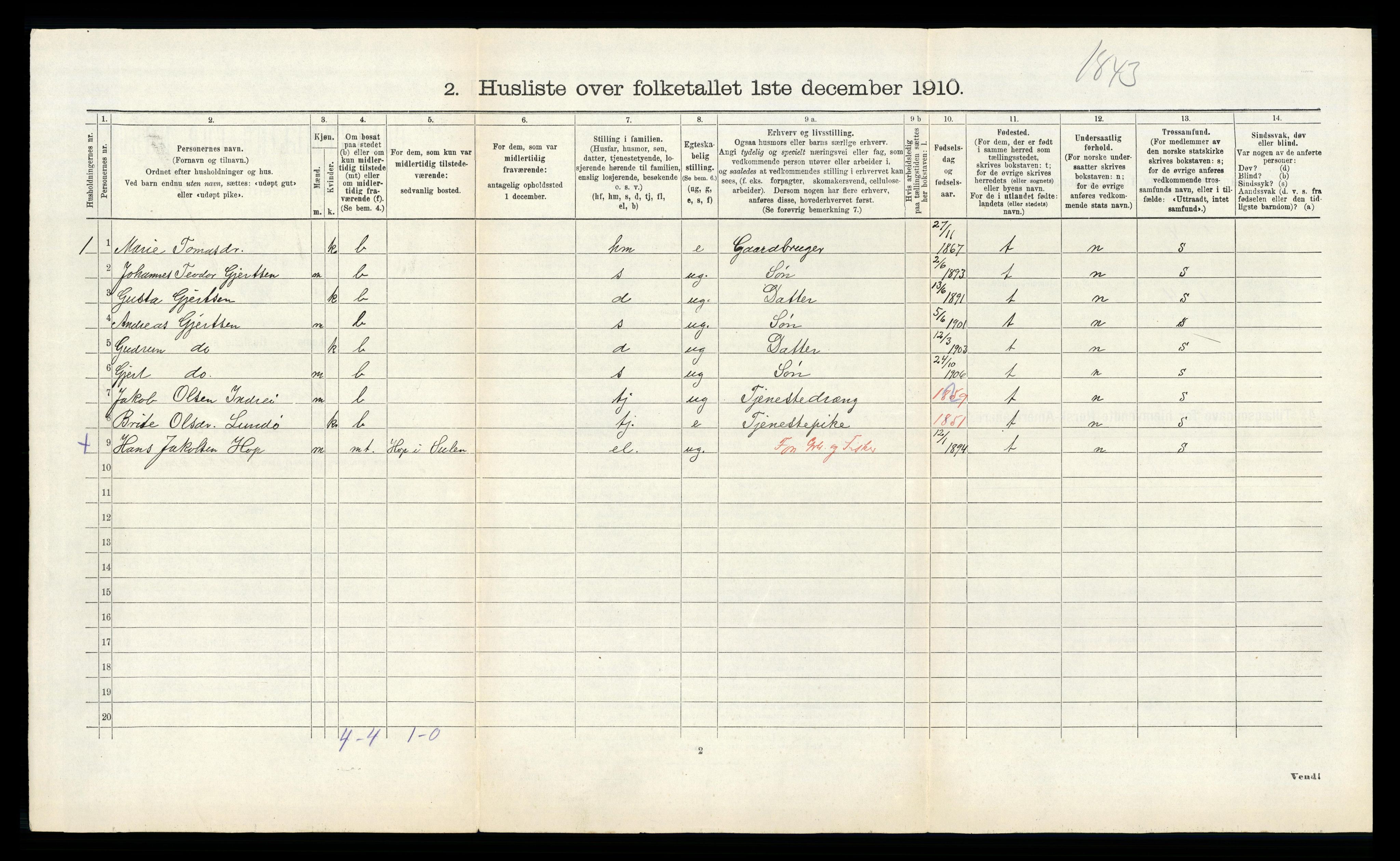 RA, 1910 census for Solund, 1910, p. 314