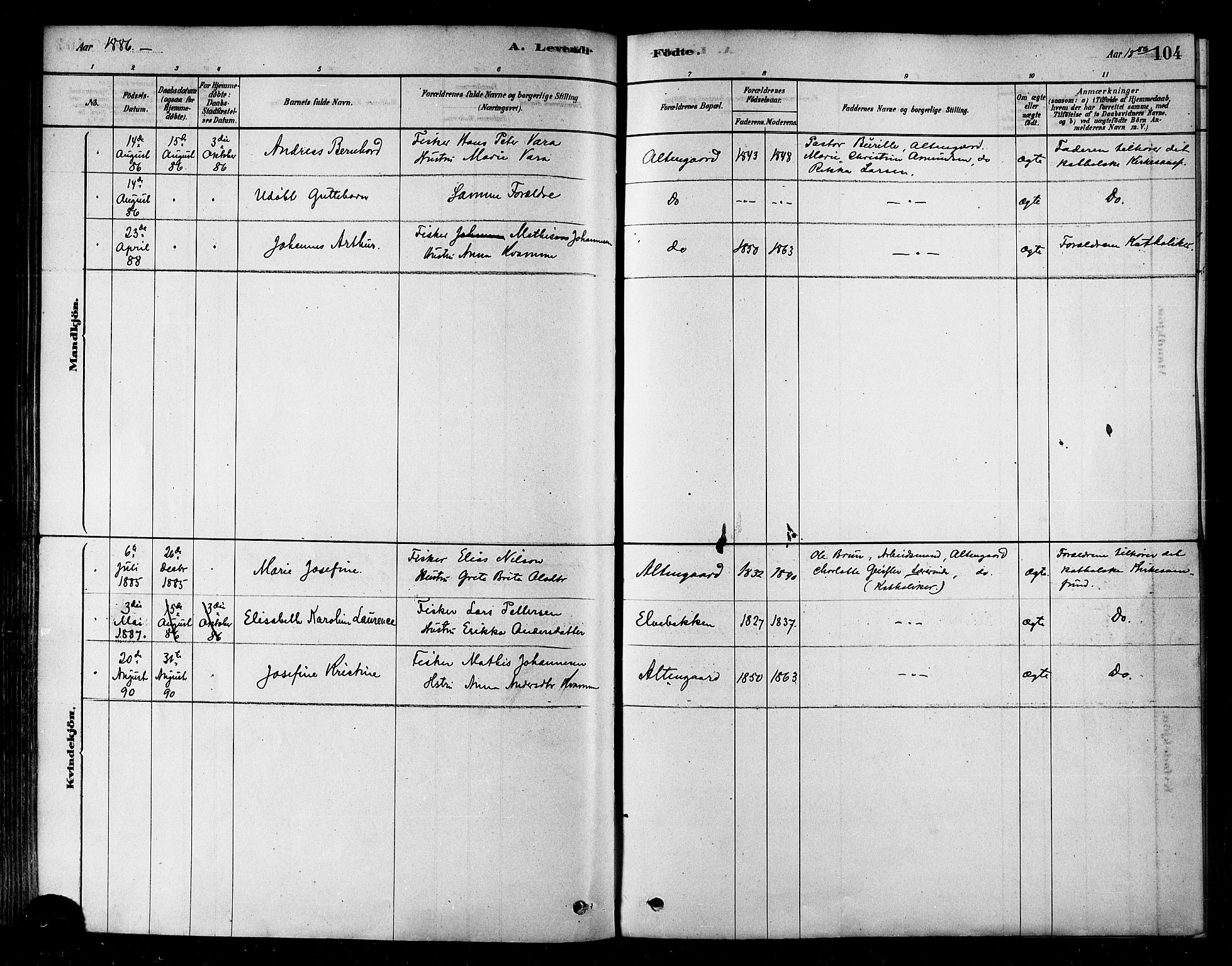 Alta sokneprestkontor, AV/SATØ-S-1338/H/Ha/L0002.kirke: Parish register (official) no. 2, 1879-1892, p. 104
