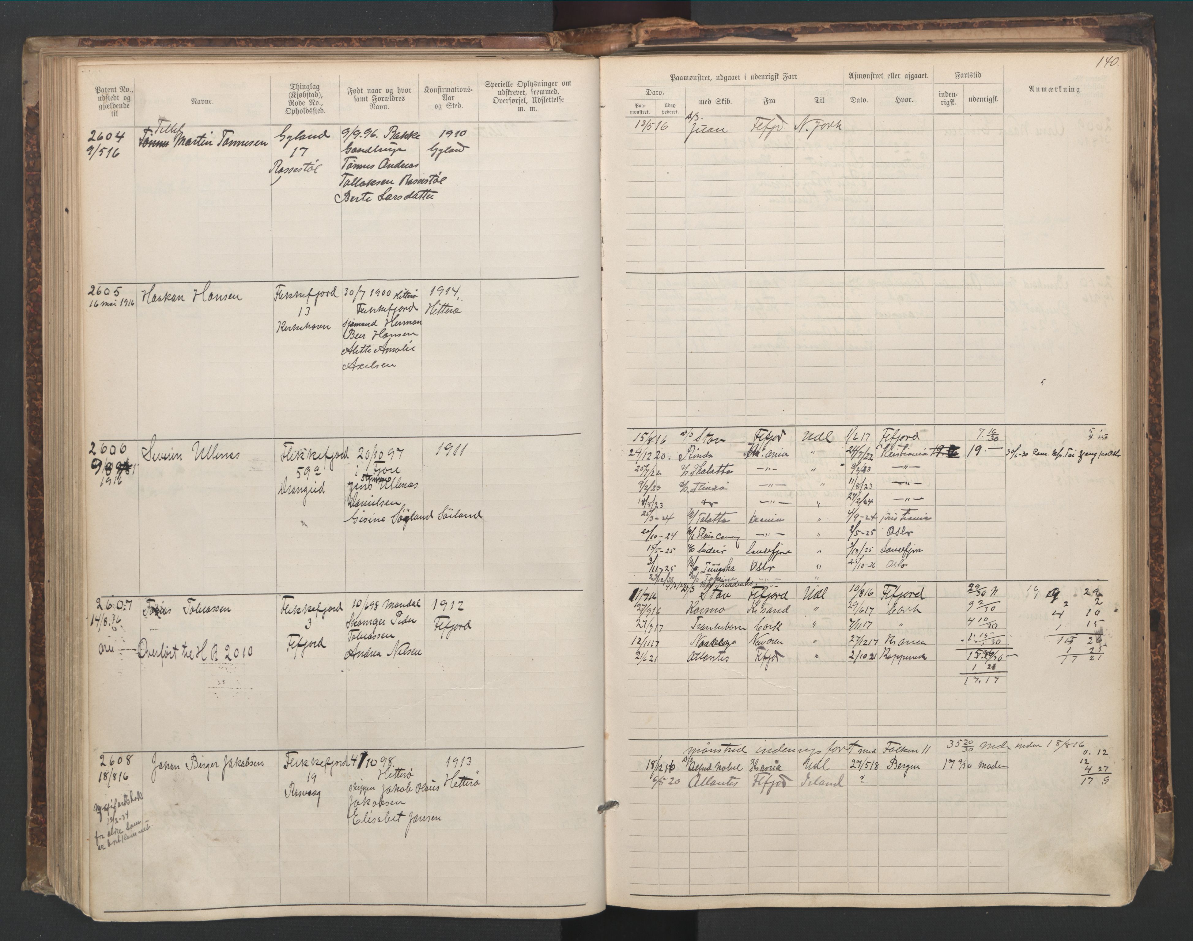 Flekkefjord mønstringskrets, SAK/2031-0018/F/Fa/L0006: Annotasjonsrulle nr 1916-2964 med register, Æ-3, 1891-1948, p. 170