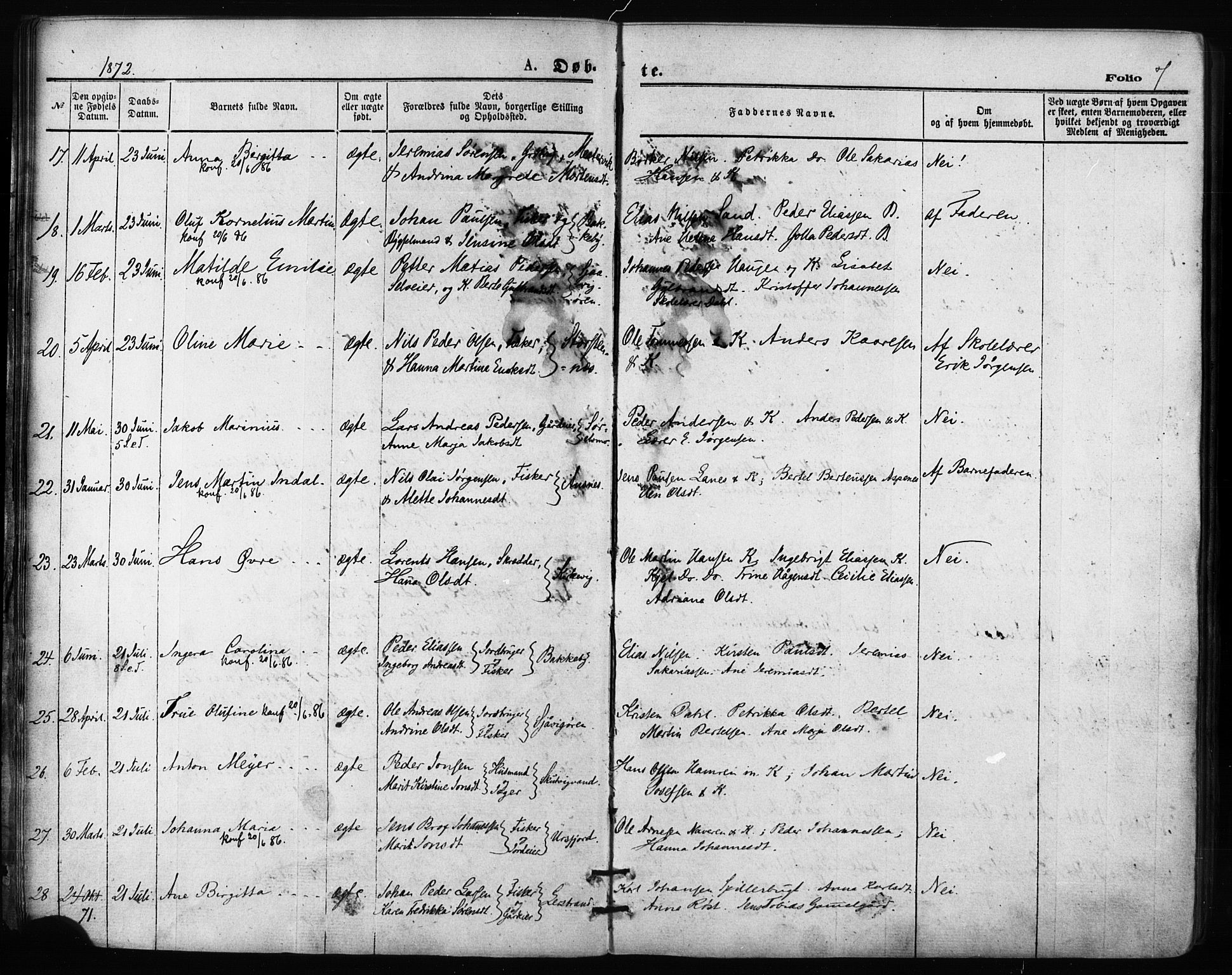 Balsfjord sokneprestembete, SATØ/S-1303/G/Ga/L0002kirke: Parish register (official) no. 2, 1871-1886, p. 7