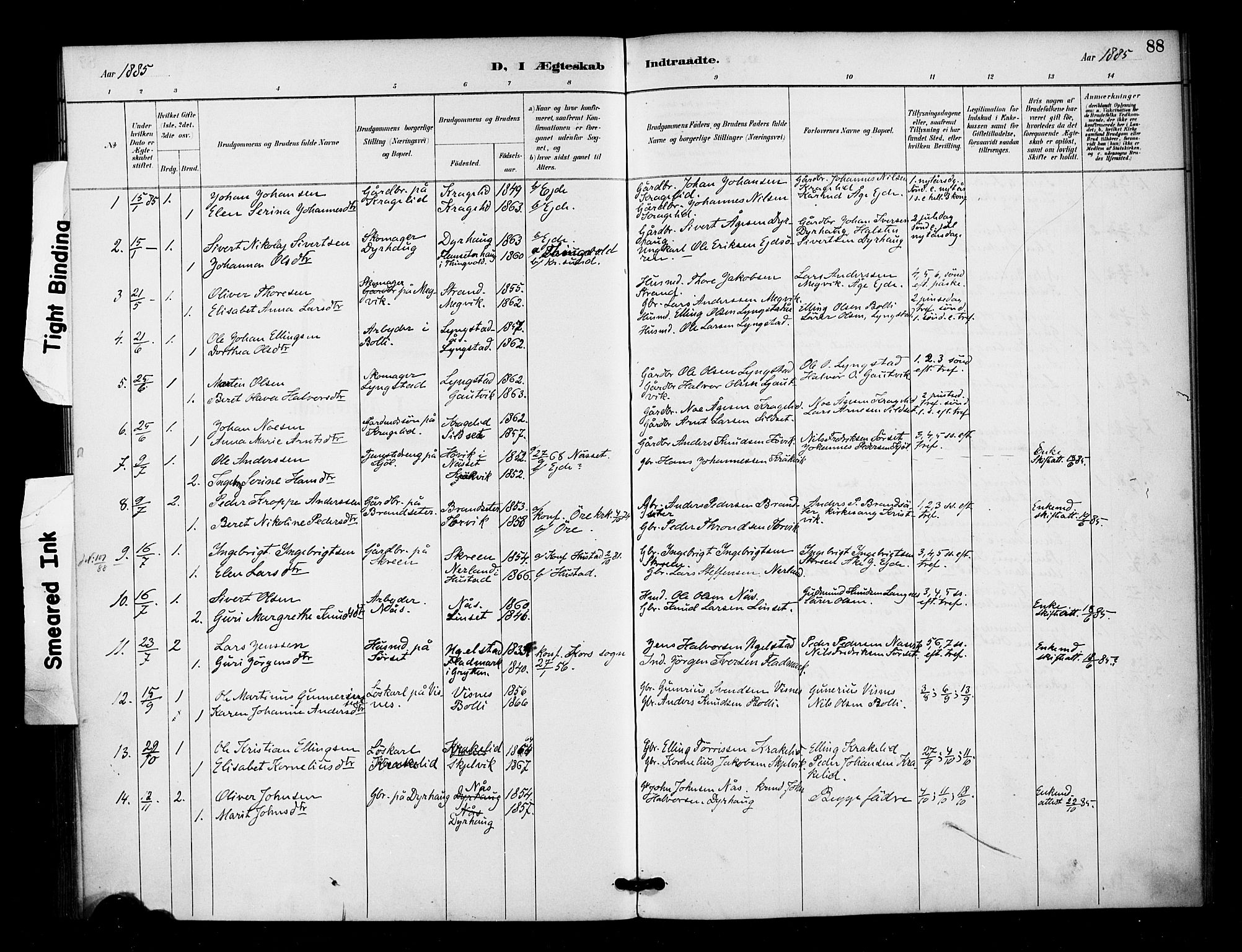 Ministerialprotokoller, klokkerbøker og fødselsregistre - Møre og Romsdal, AV/SAT-A-1454/571/L0836: Parish register (official) no. 571A01, 1884-1899, p. 88