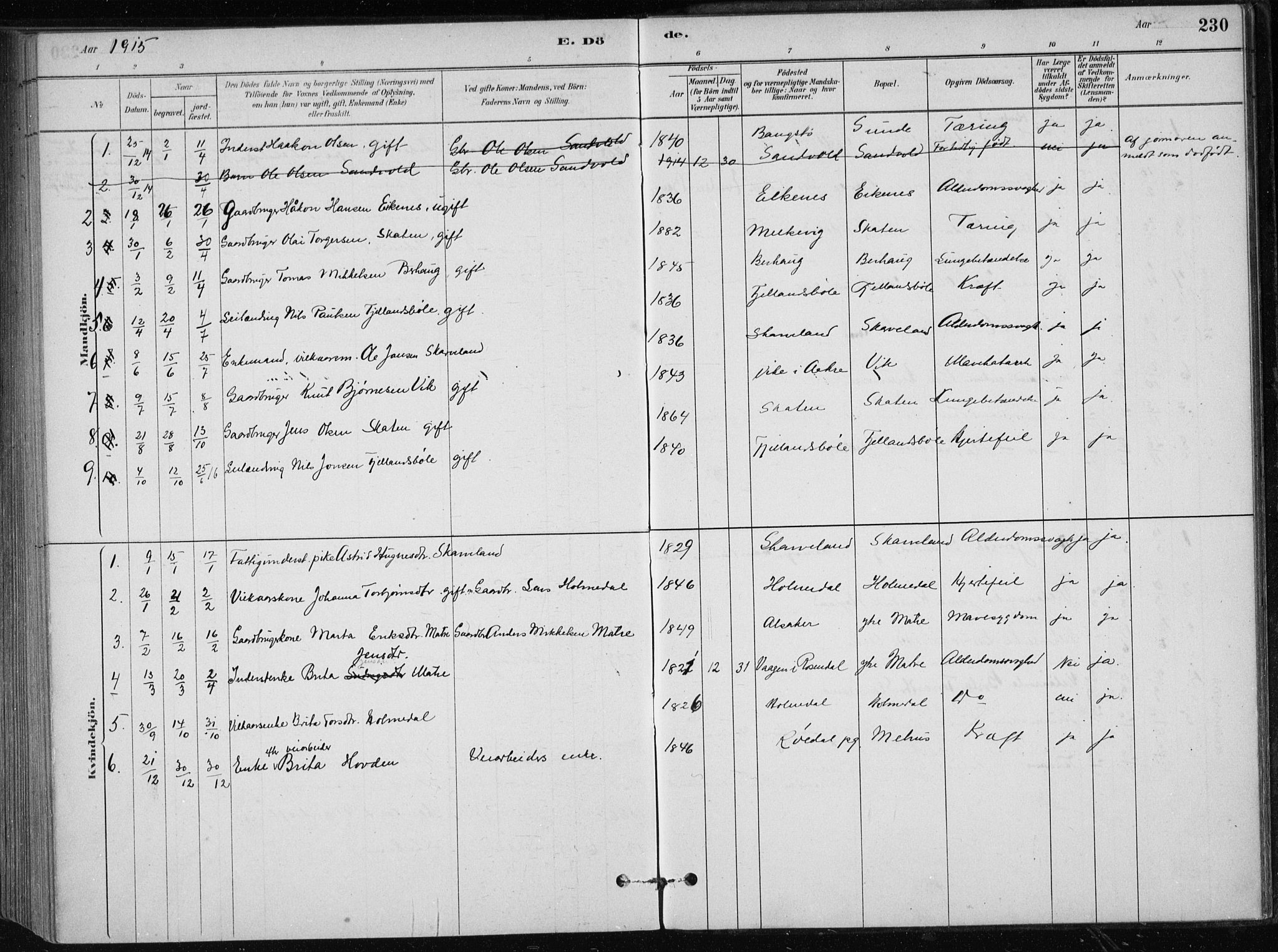 Skånevik sokneprestembete, SAB/A-77801/H/Haa: Parish register (official) no. C  1, 1879-1917, p. 230