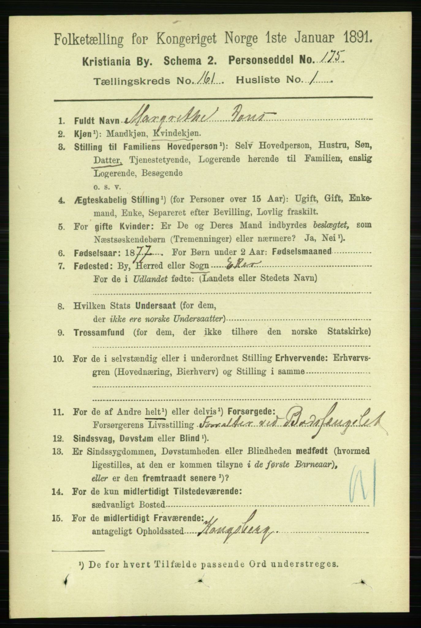 RA, 1891 census for 0301 Kristiania, 1891, p. 91593