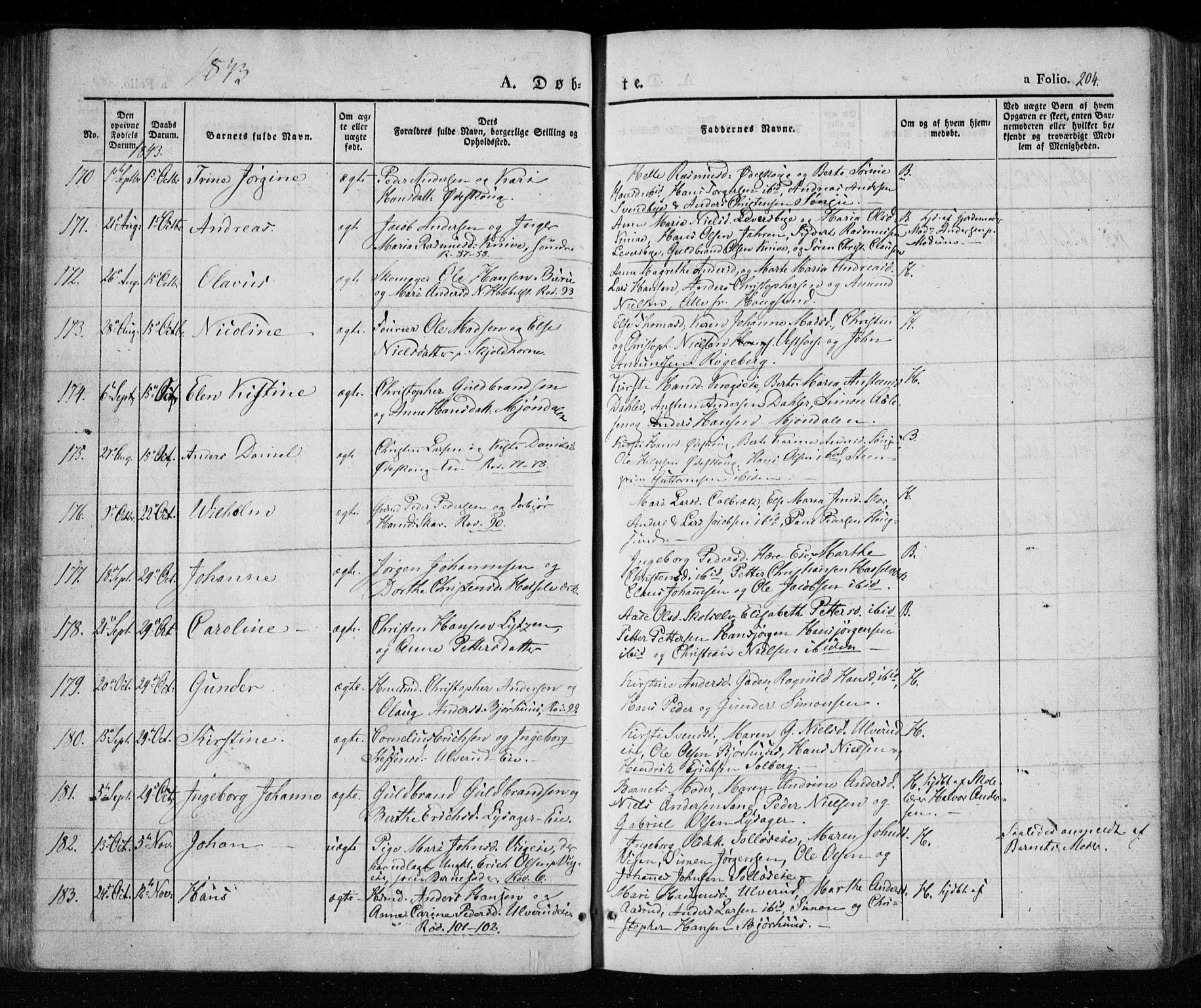 Eiker kirkebøker, AV/SAKO-A-4/F/Fa/L0013a: Parish register (official) no. I 13A, 1832-1845, p. 204