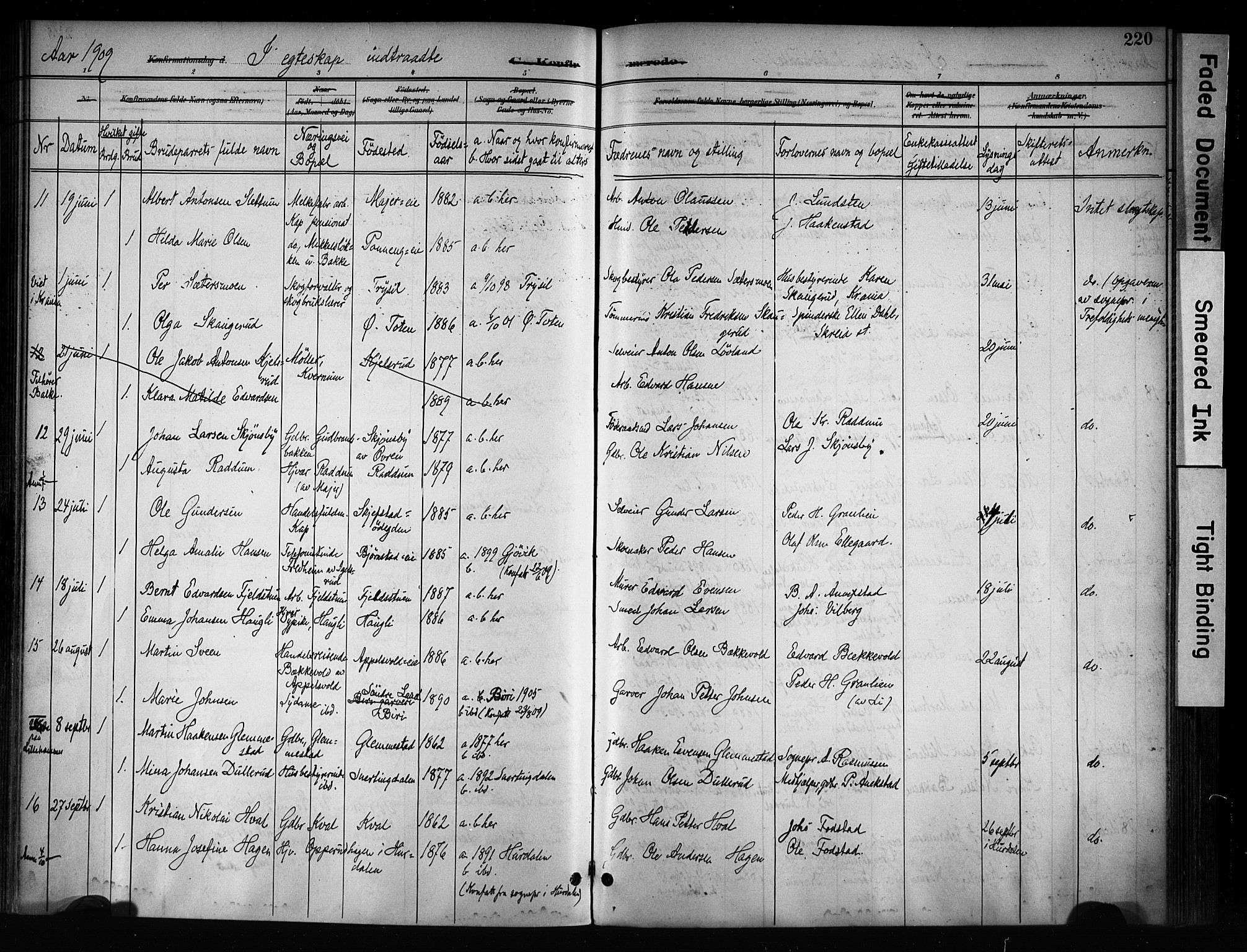 Østre Toten prestekontor, SAH/PREST-104/H/Ha/Haa/L0008: Parish register (official) no. 8, 1897-1909, p. 220