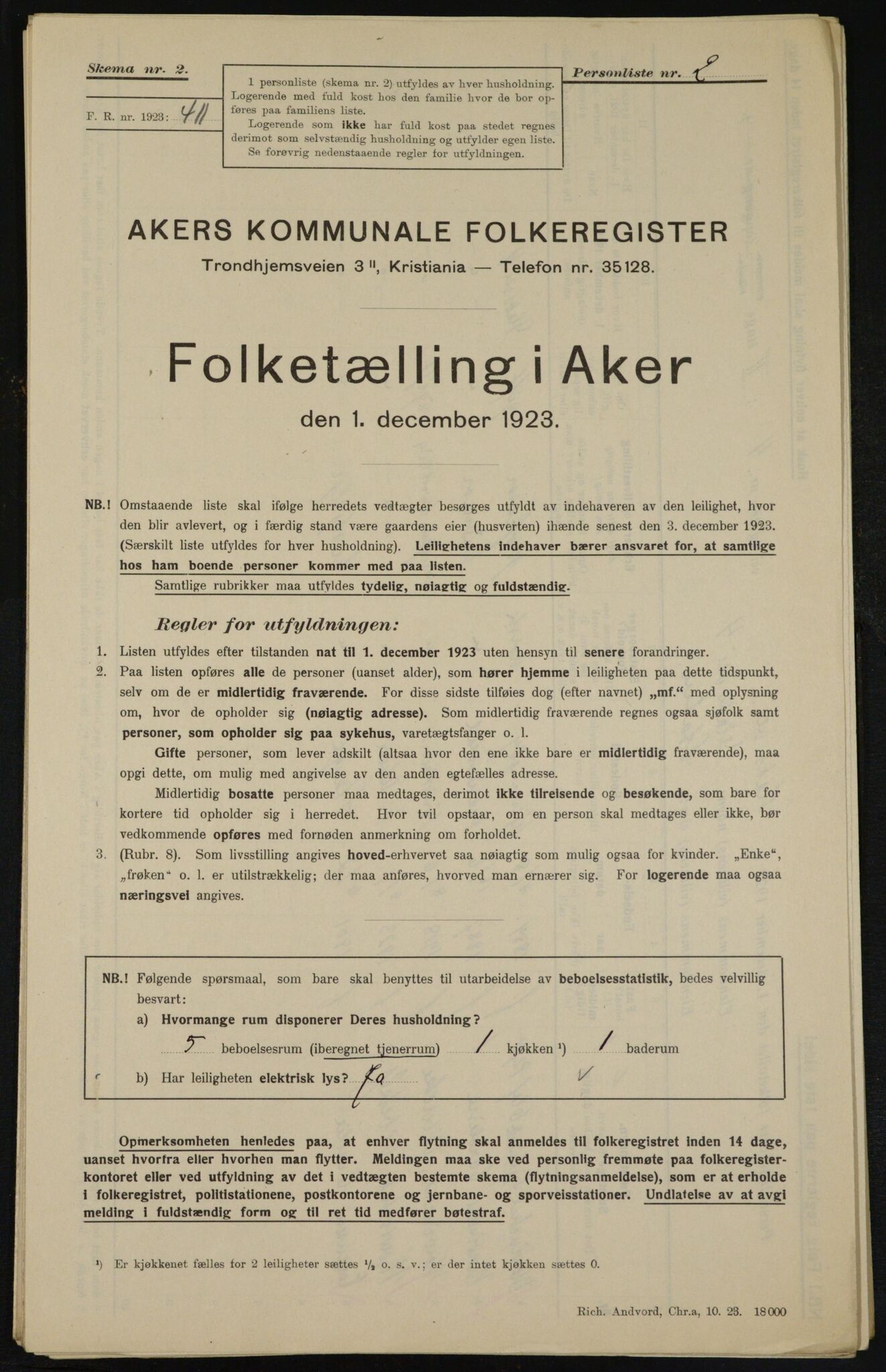 , Municipal Census 1923 for Aker, 1923, p. 9966