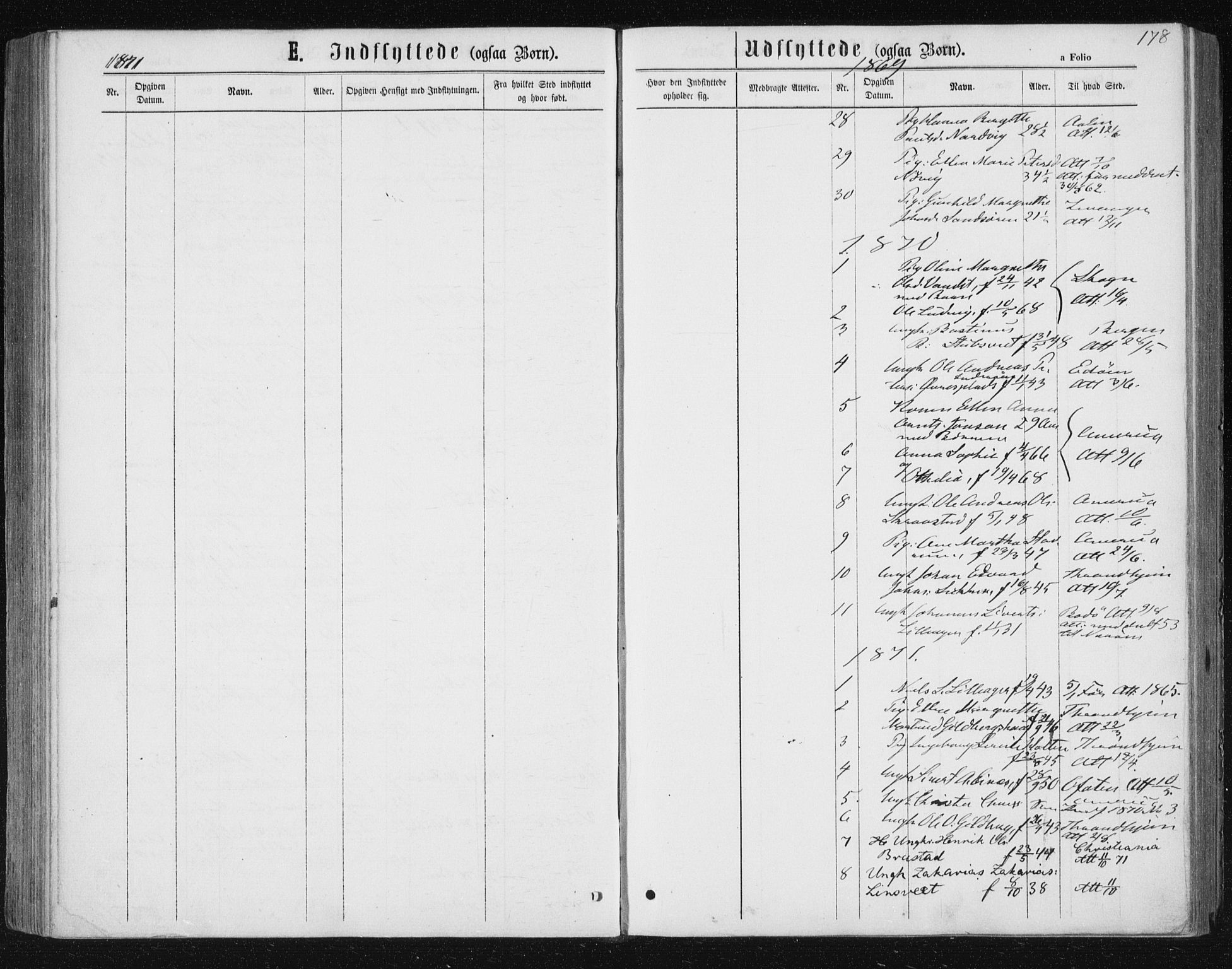 Ministerialprotokoller, klokkerbøker og fødselsregistre - Nord-Trøndelag, AV/SAT-A-1458/722/L0219: Parish register (official) no. 722A06, 1868-1880, p. 178