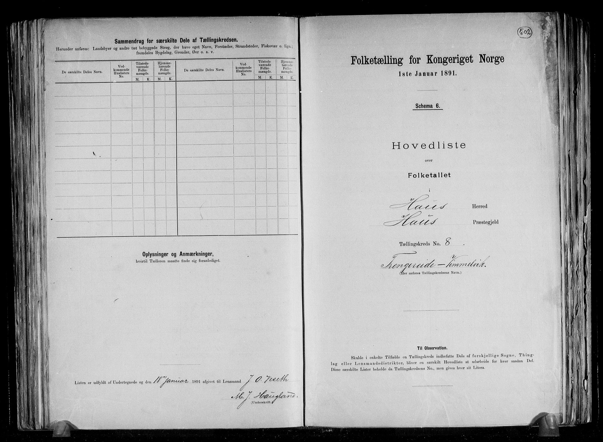 RA, 1891 census for 1250 Haus, 1891, p. 18