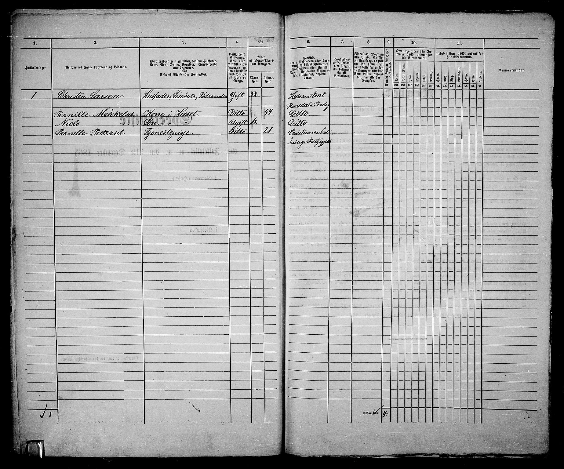 RA, 1865 census for Fåberg/Lillehammer, 1865, p. 23