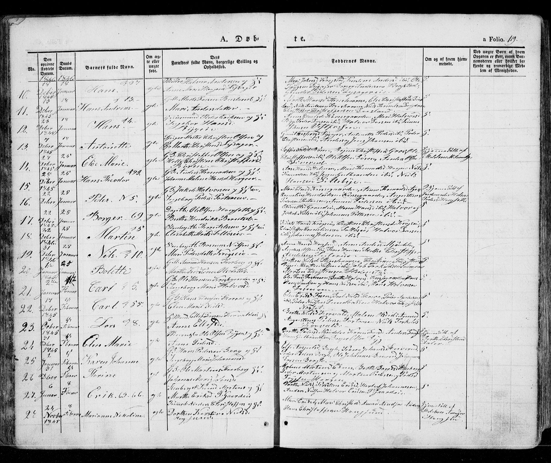 Eiker kirkebøker, AV/SAKO-A-4/G/Ga/L0002: Parish register (copy) no. I 2, 1832-1856, p. 119