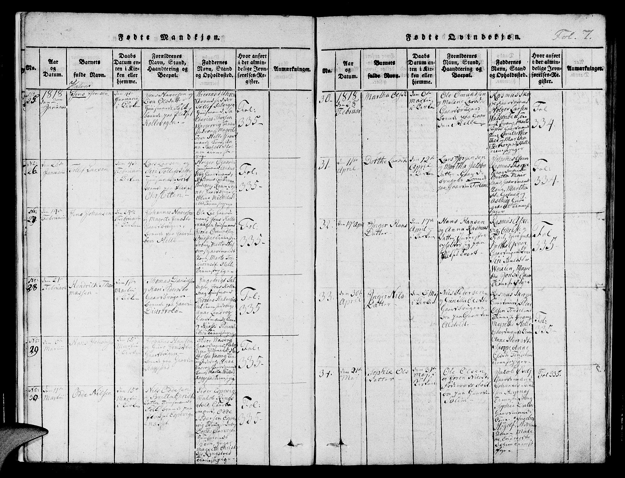 Nedstrand sokneprestkontor, AV/SAST-A-101841/01/IV: Parish register (official) no. A 6, 1816-1838, p. 7