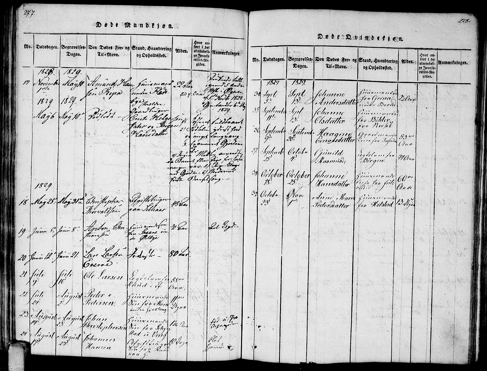 Enebakk prestekontor Kirkebøker, AV/SAO-A-10171c/F/Fa/L0006: Parish register (official) no. I 6, 1815-1832, p. 277-278