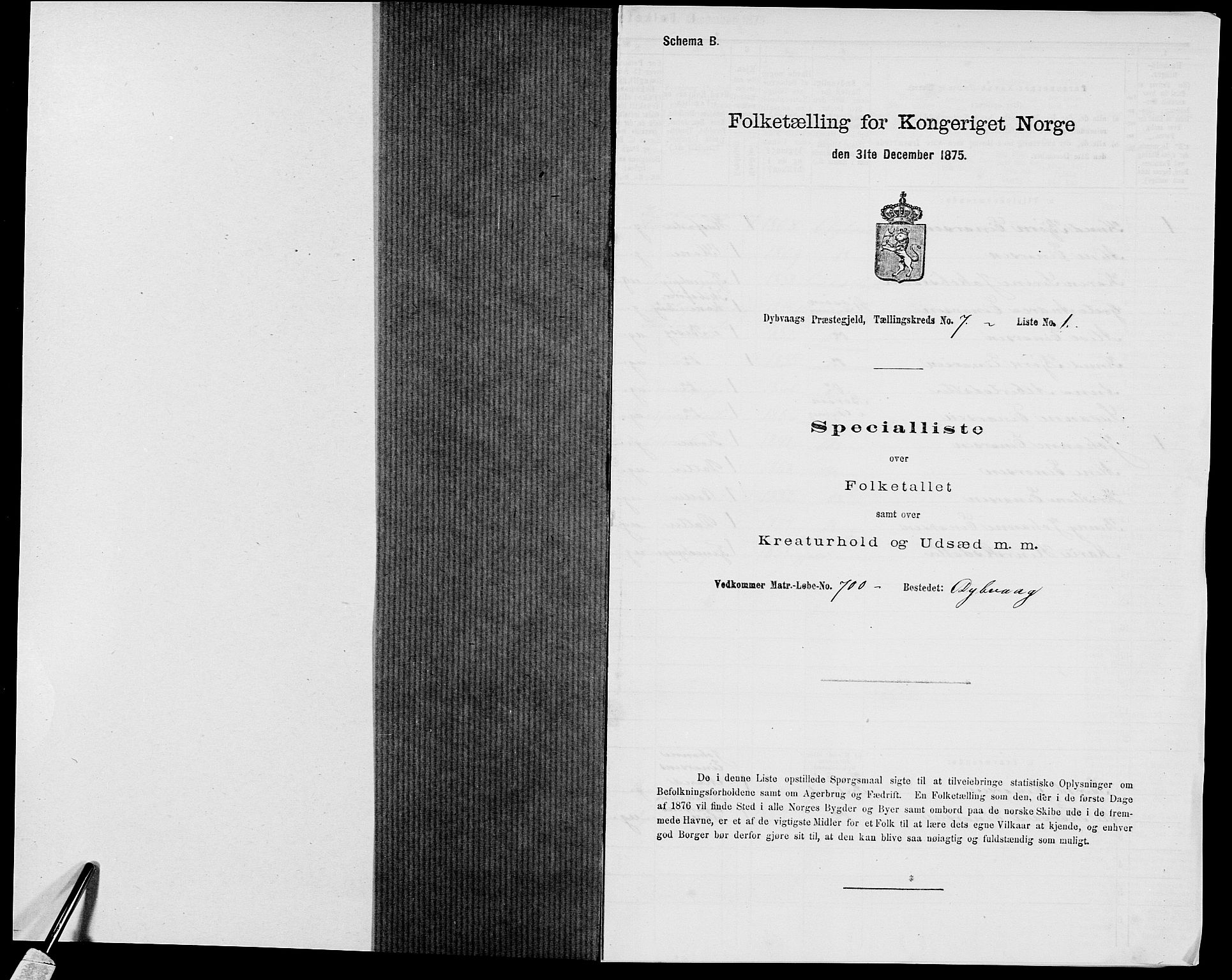 SAK, 1875 census for 0915P Dypvåg, 1875, p. 815