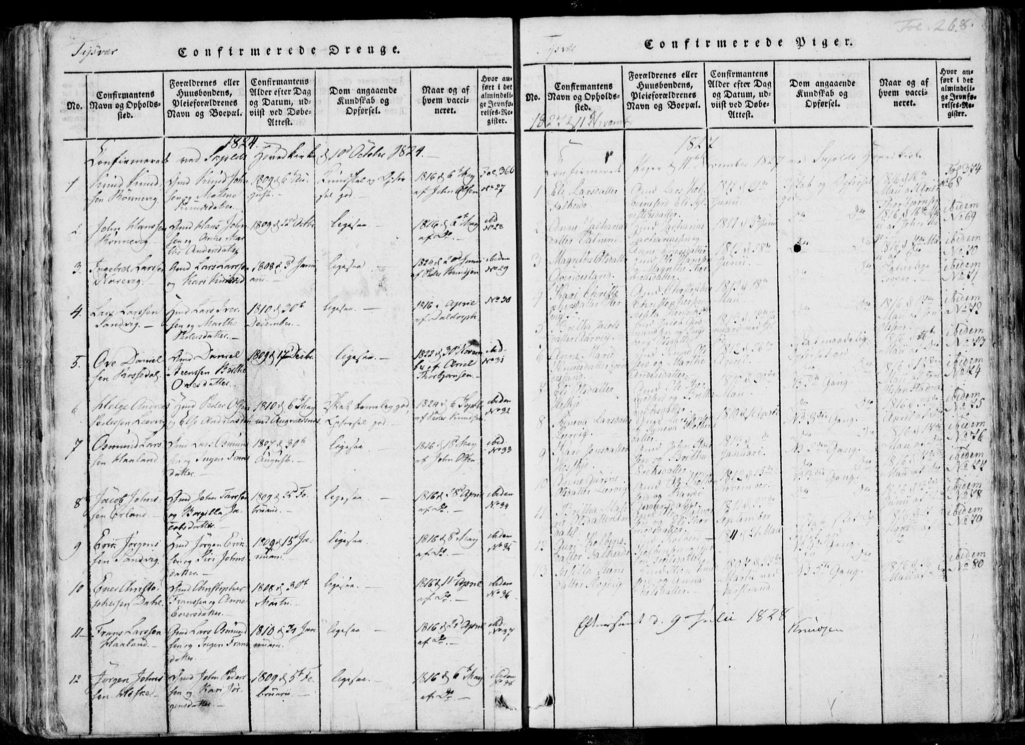 Skjold sokneprestkontor, SAST/A-101847/H/Ha/Haa/L0004: Parish register (official) no. A 4 /1, 1815-1830, p. 268