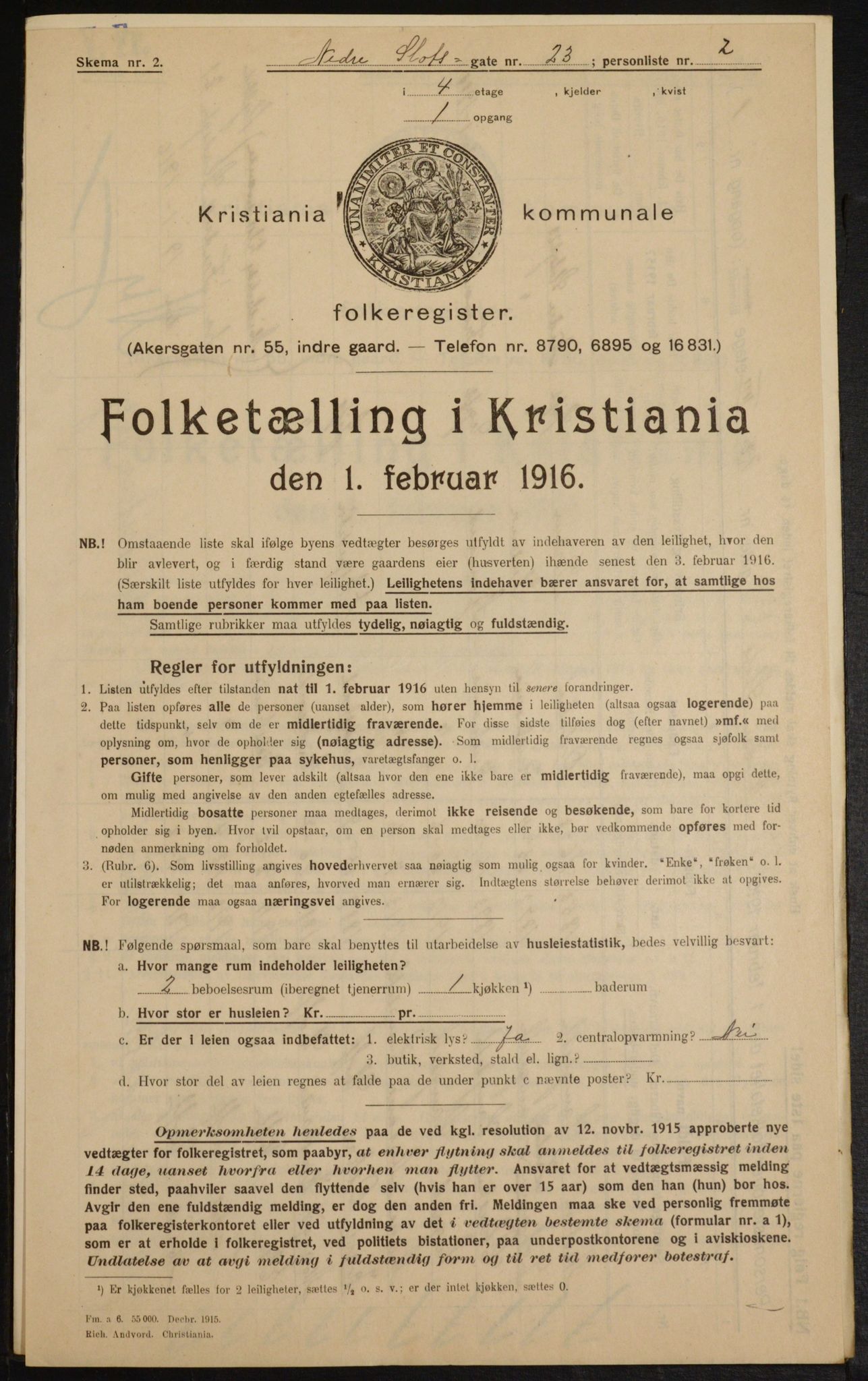 OBA, Municipal Census 1916 for Kristiania, 1916, p. 71245