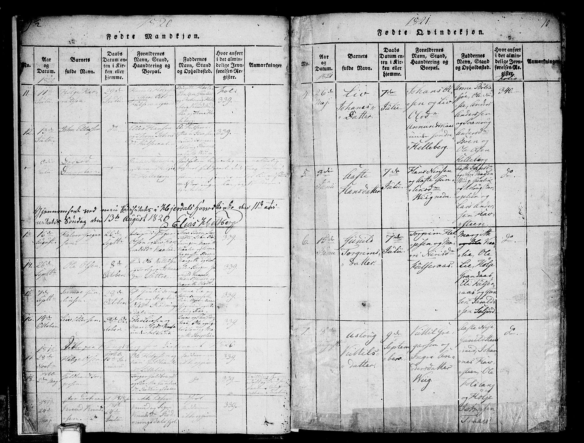 Gransherad kirkebøker, SAKO/A-267/F/Fa/L0001: Parish register (official) no. I 1, 1815-1843, p. 10