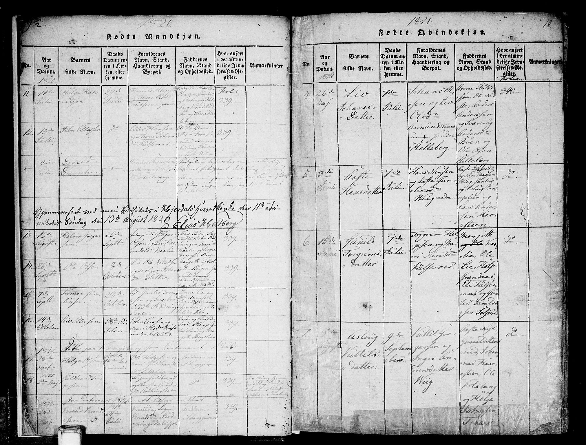 Gransherad kirkebøker, AV/SAKO-A-267/F/Fa/L0001: Parish register (official) no. I 1, 1815-1843, p. 10