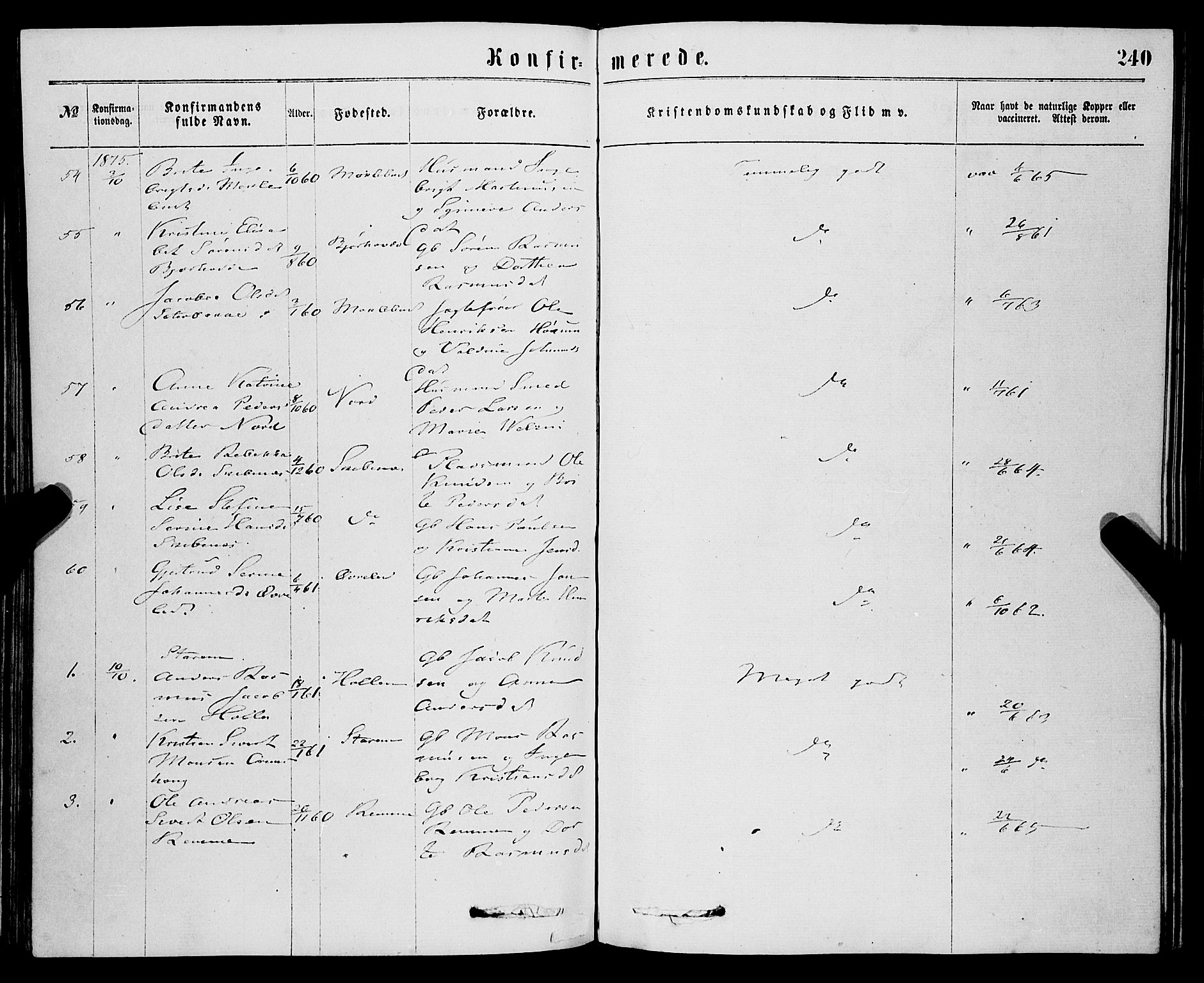 Eid sokneprestembete, AV/SAB-A-82301/H/Haa/Haaa/L0010: Parish register (official) no. A 10, 1867-1878, p. 240