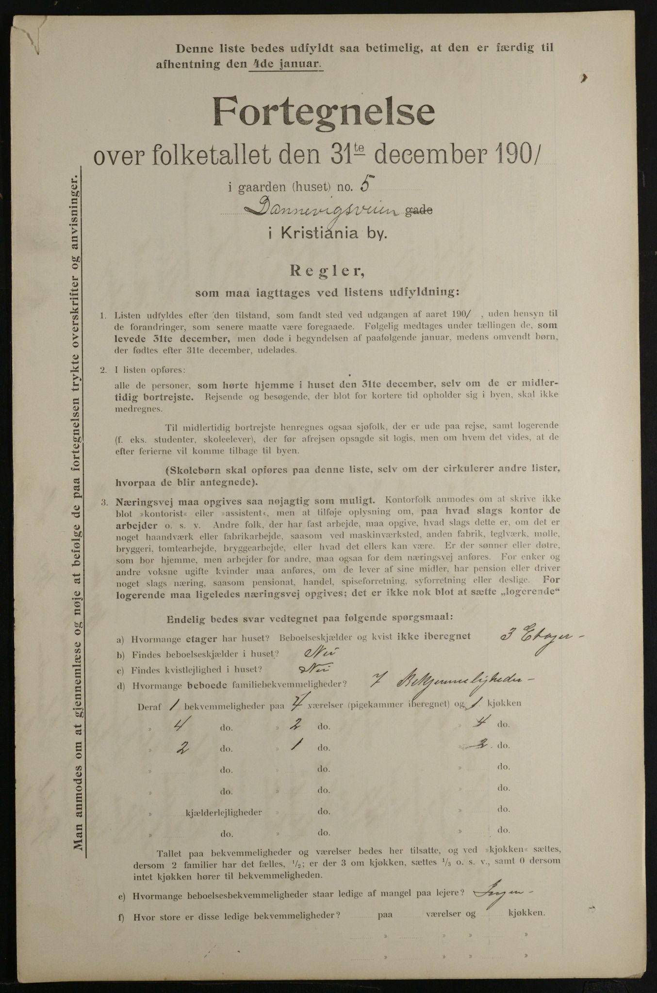 OBA, Municipal Census 1901 for Kristiania, 1901, p. 2455