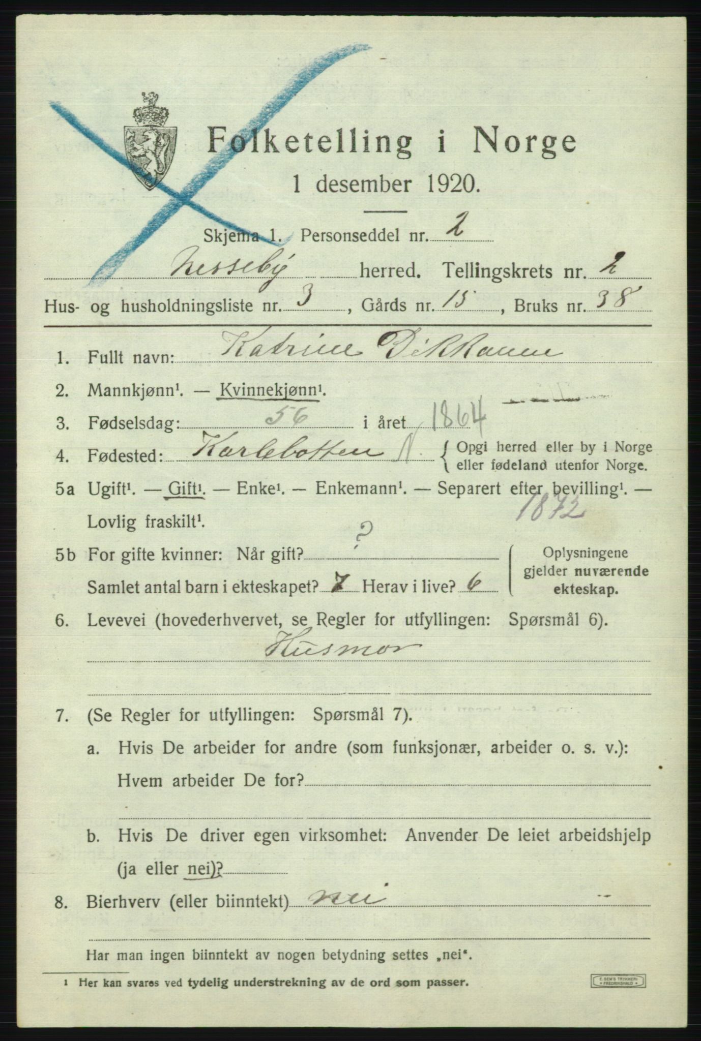 SATØ, 1920 census for Nesseby, 1920, p. 926