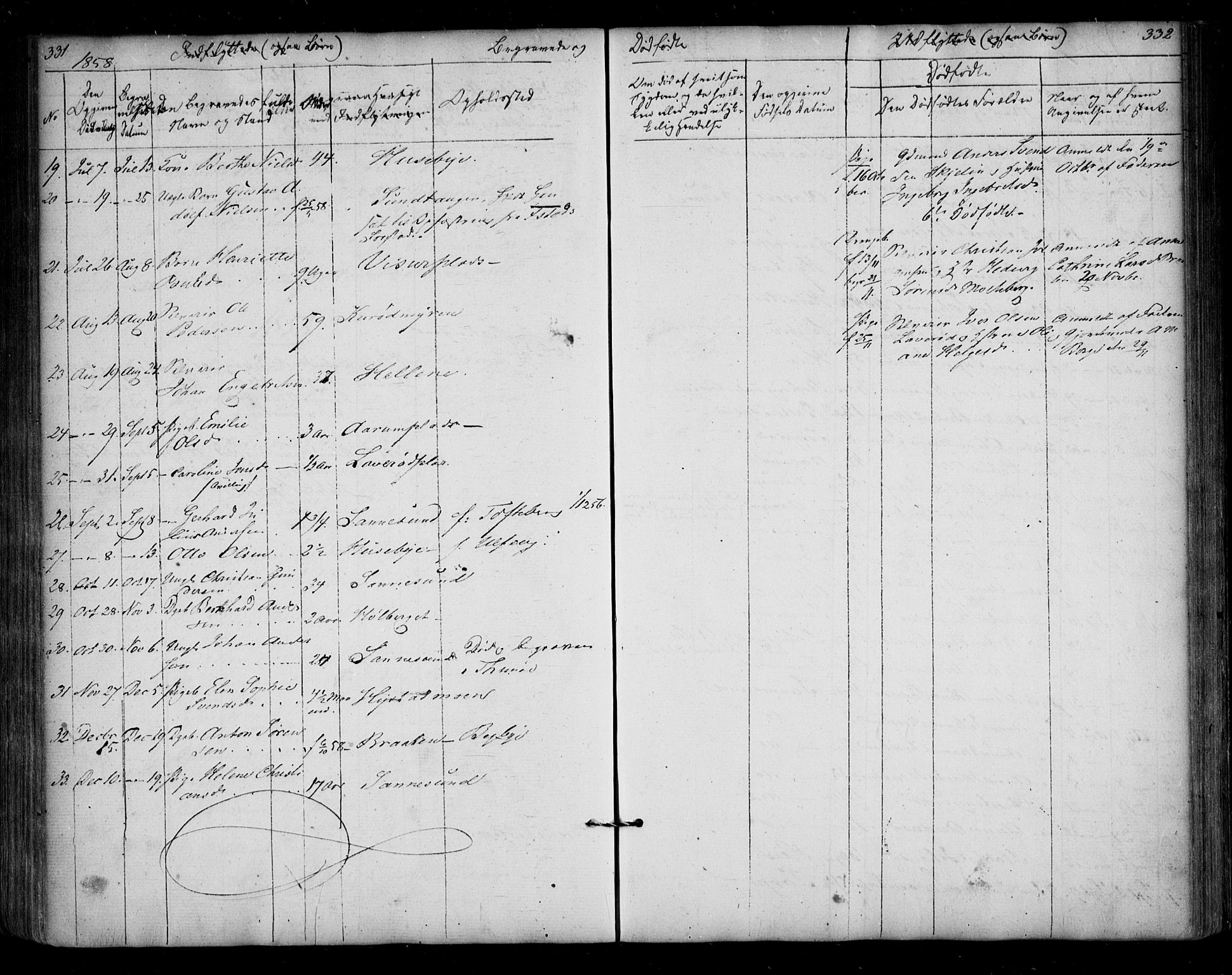 Borge prestekontor Kirkebøker, AV/SAO-A-10903/F/Fa/L0005: Parish register (official) no. I 5, 1848-1860, p. 331-332