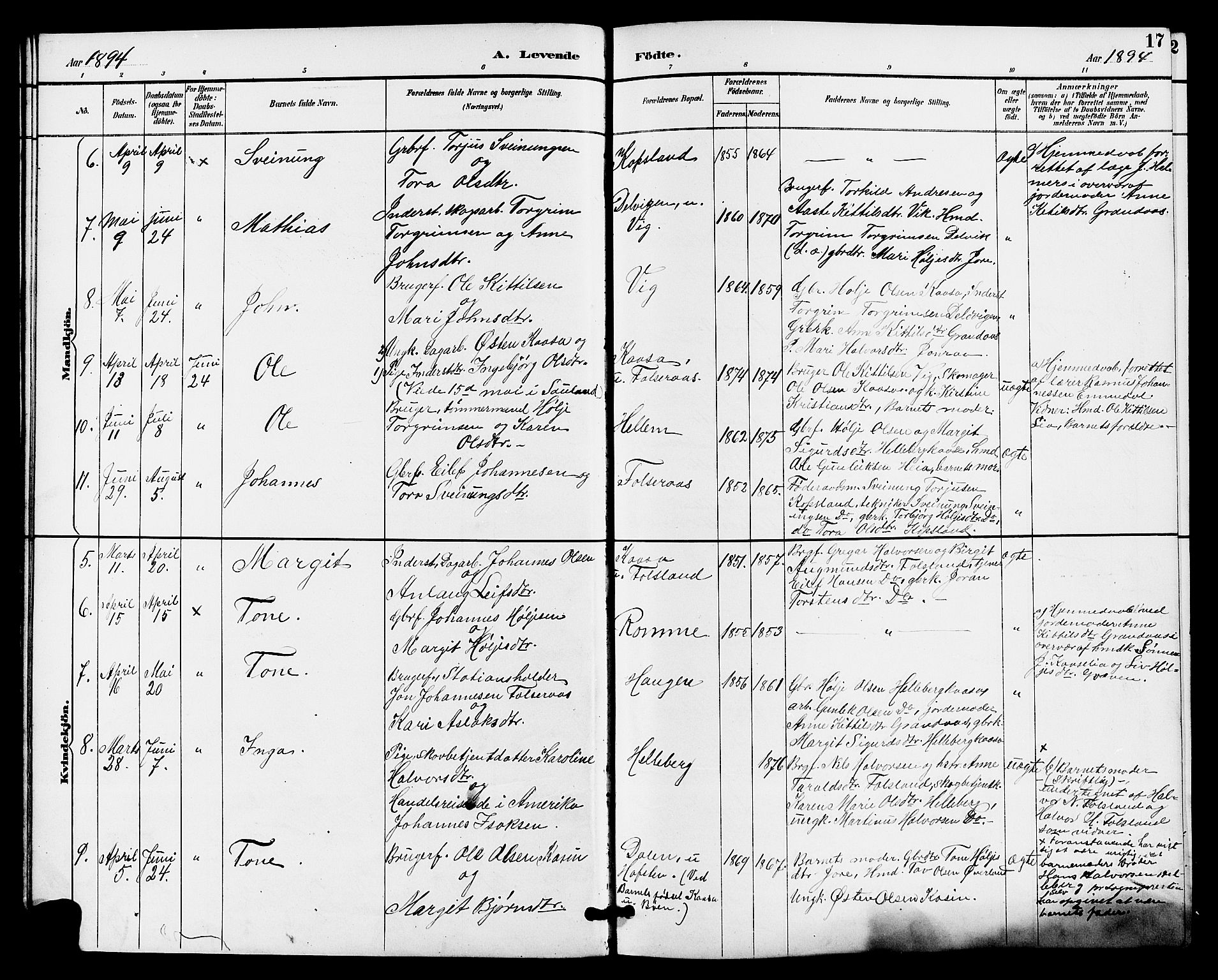 Gransherad kirkebøker, AV/SAKO-A-267/G/Ga/L0003: Parish register (copy) no. I 3, 1887-1915, p. 17